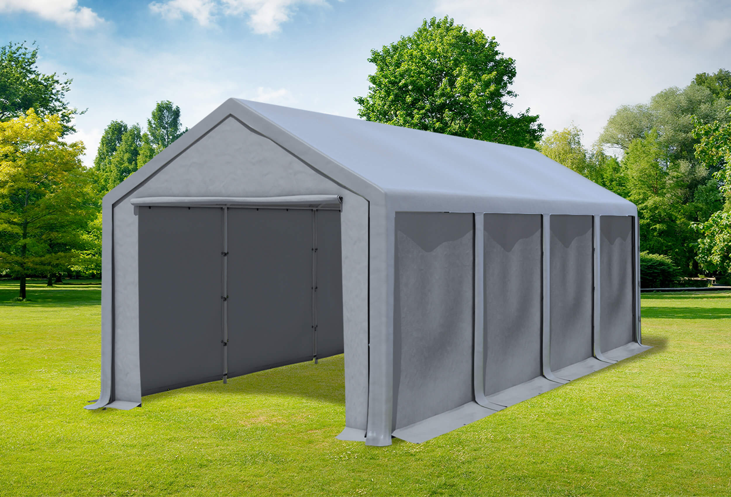 3x8 m Partyzelt, PVC grau