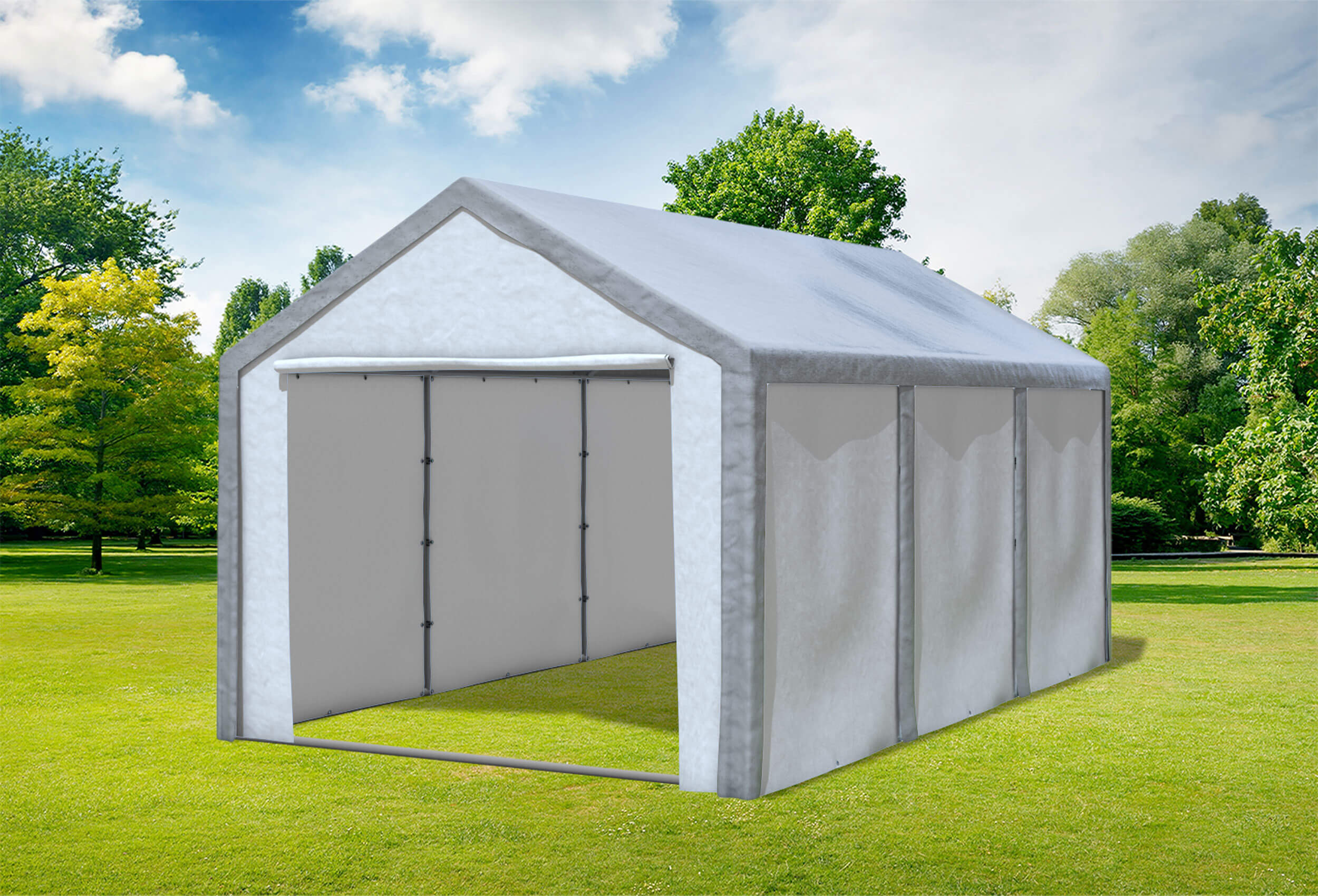 3x6 m Partyzelt, PE grau weiß
