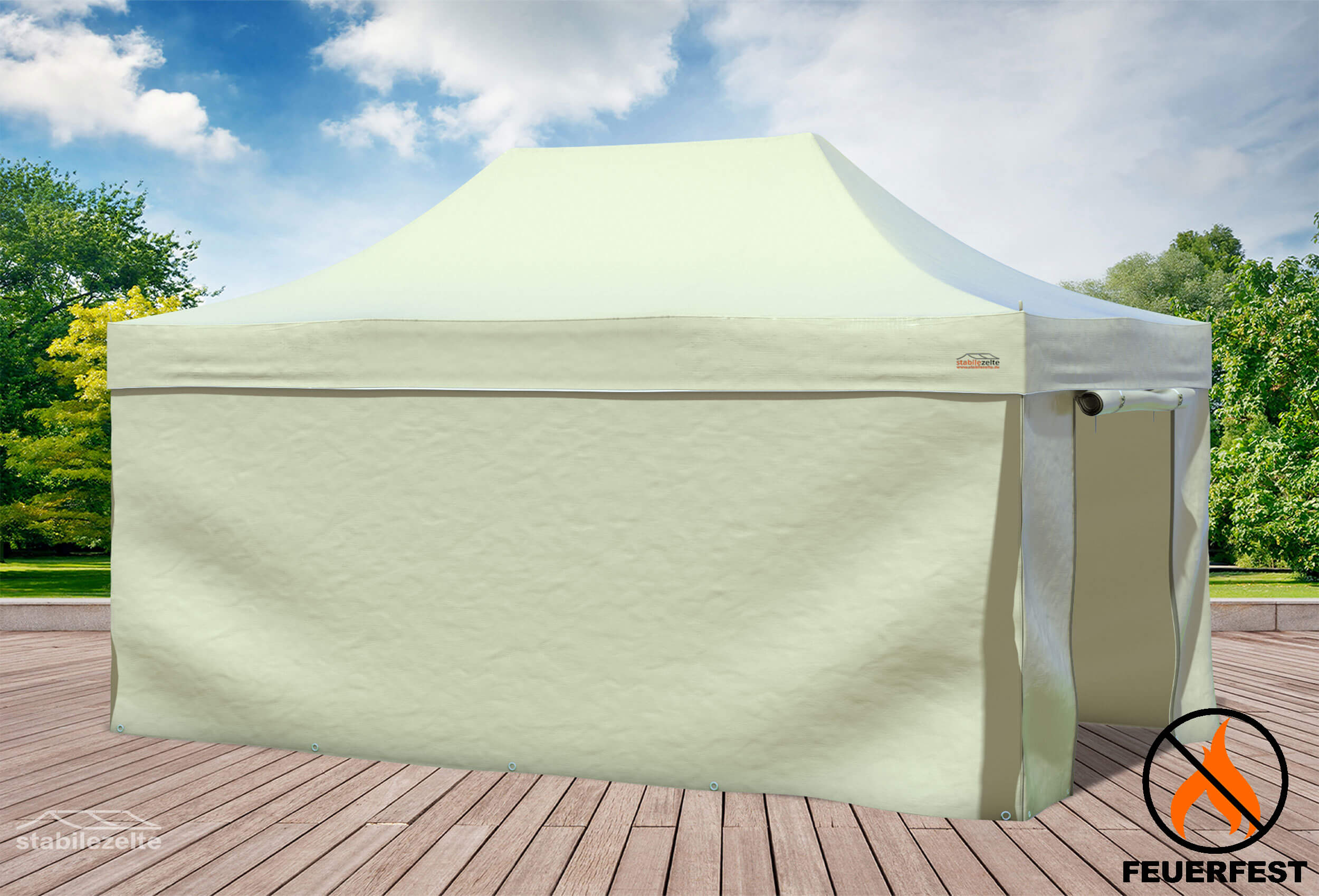 3x4,5 m Faltpavillon, PVC feuersicher Beige