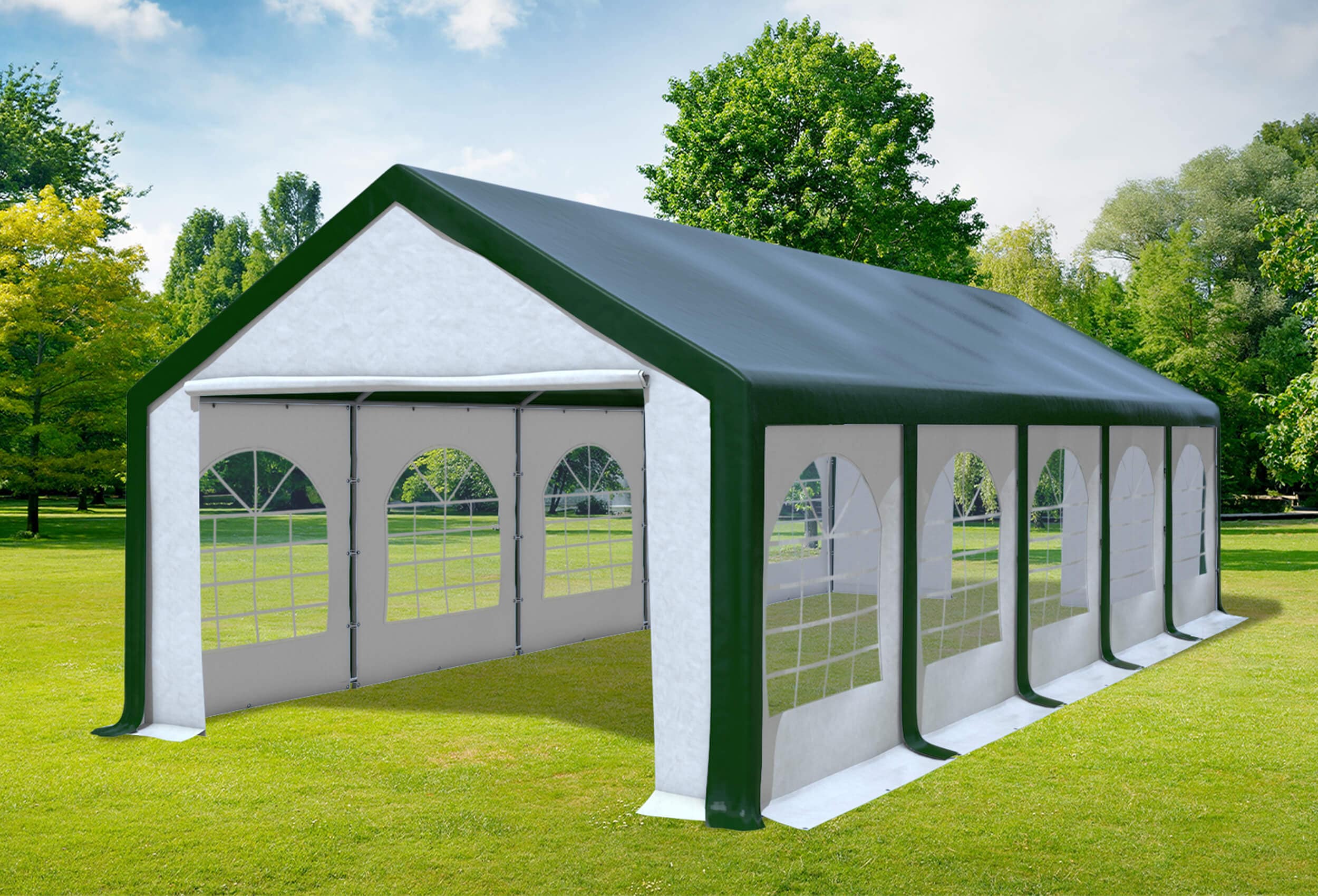 4x10 m Partyzelt, PVC grün weiß