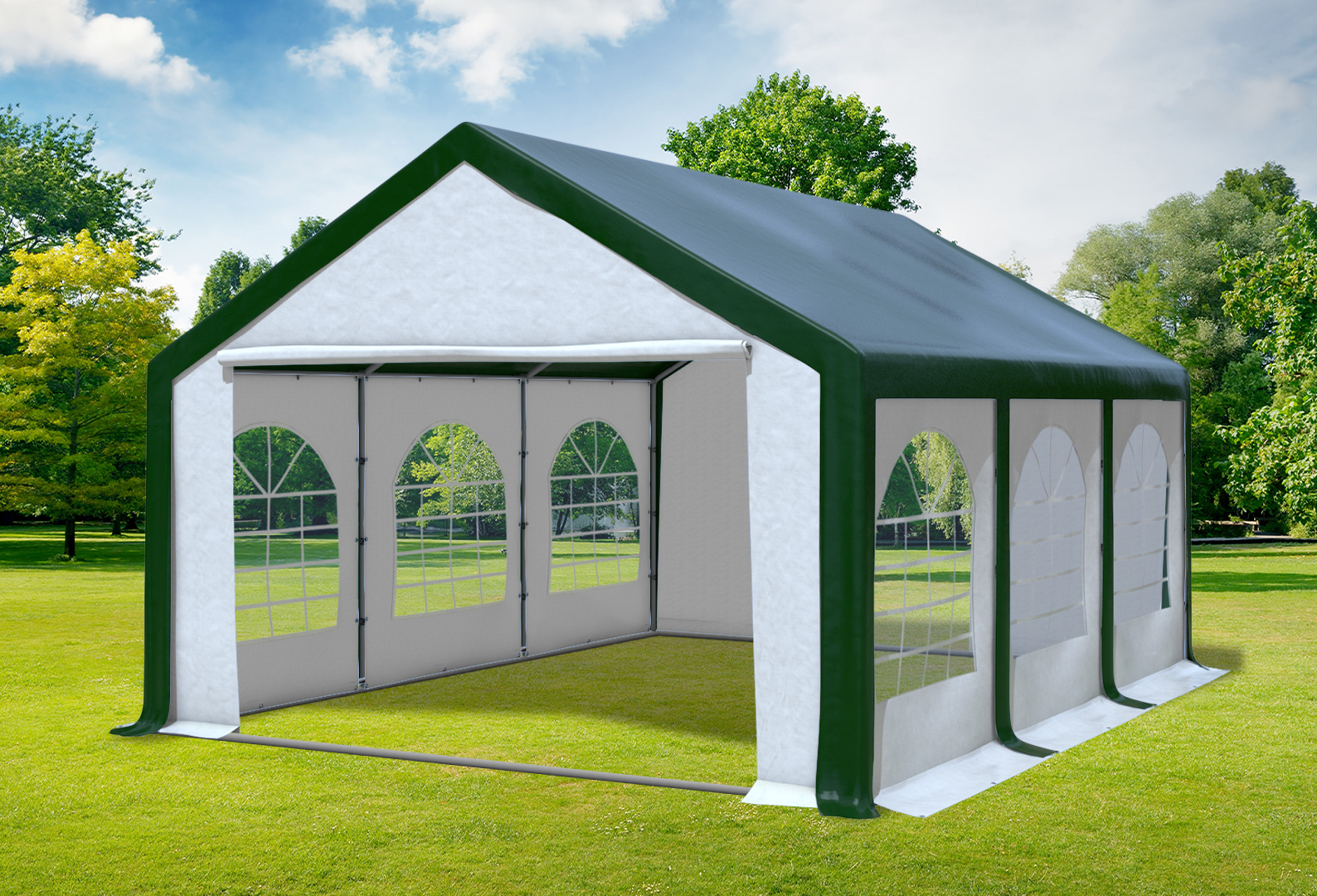 4x6 m Partyzelt, PVC grün weiß