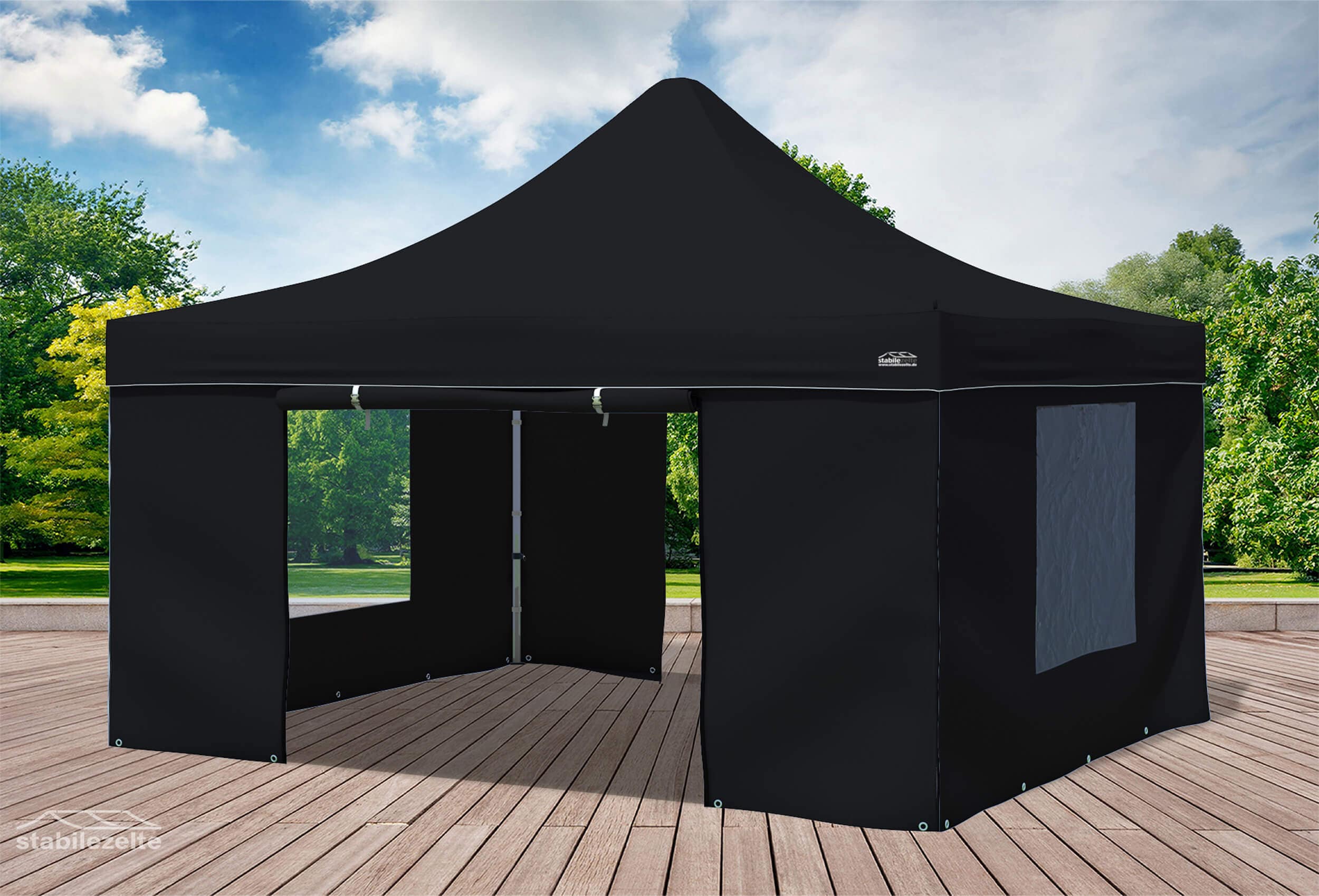 4x4 m Faltpavillon, schwarz