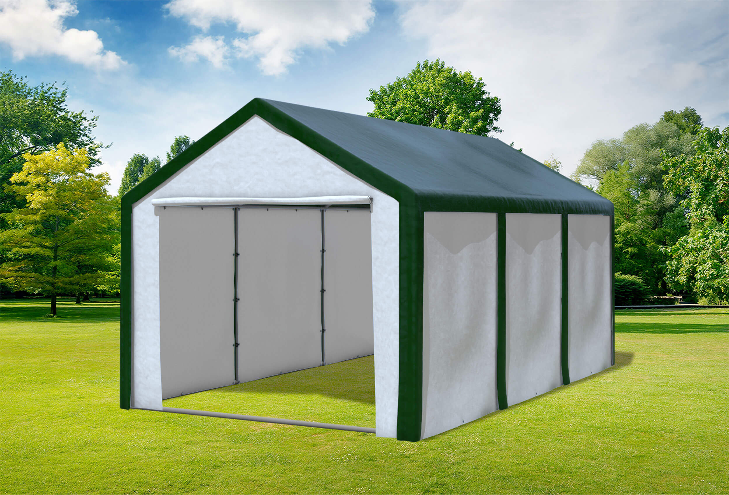 3x6 m Partyzelt, PE grün weiß