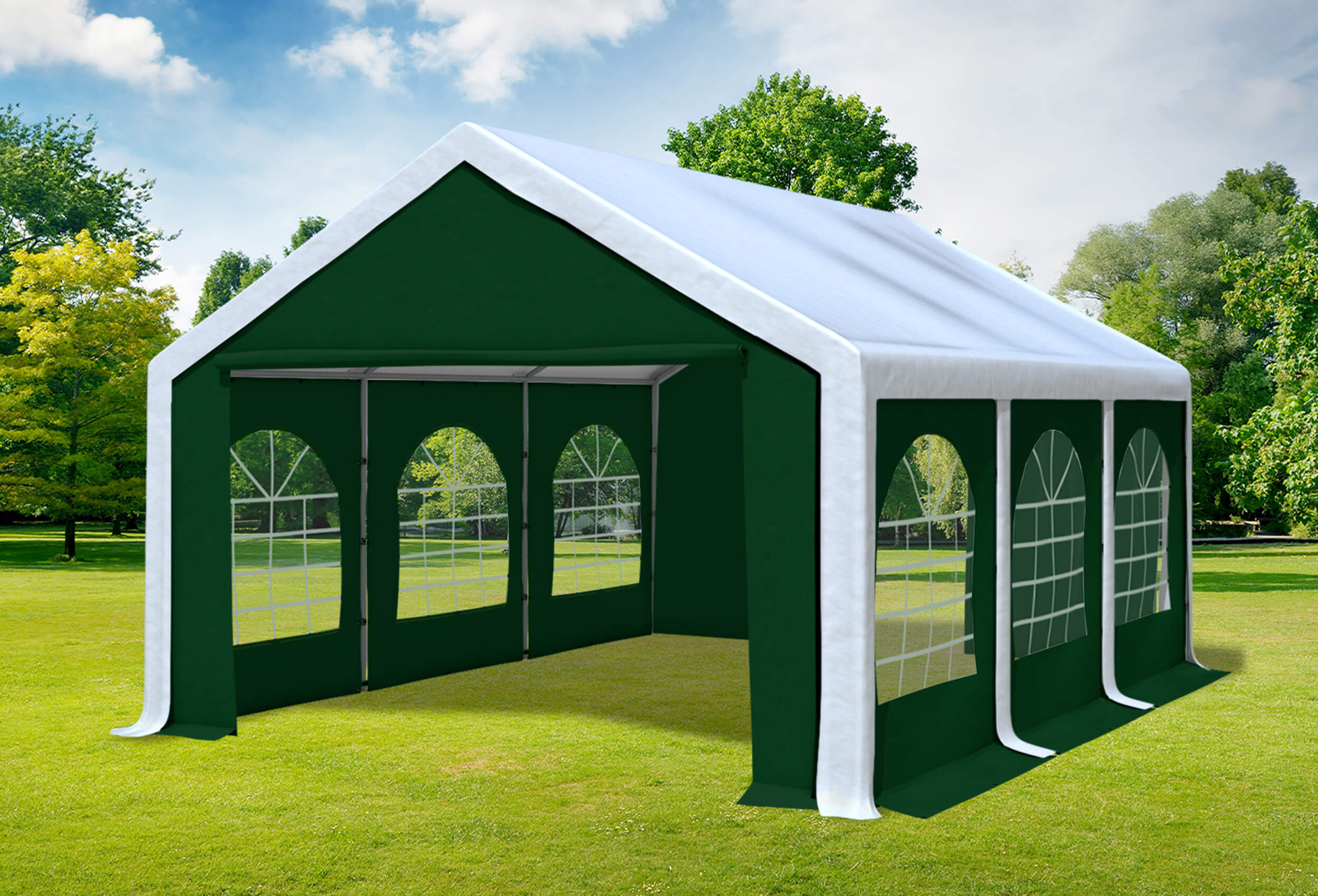 4x6 m Partyzelt, PVC weiß grün