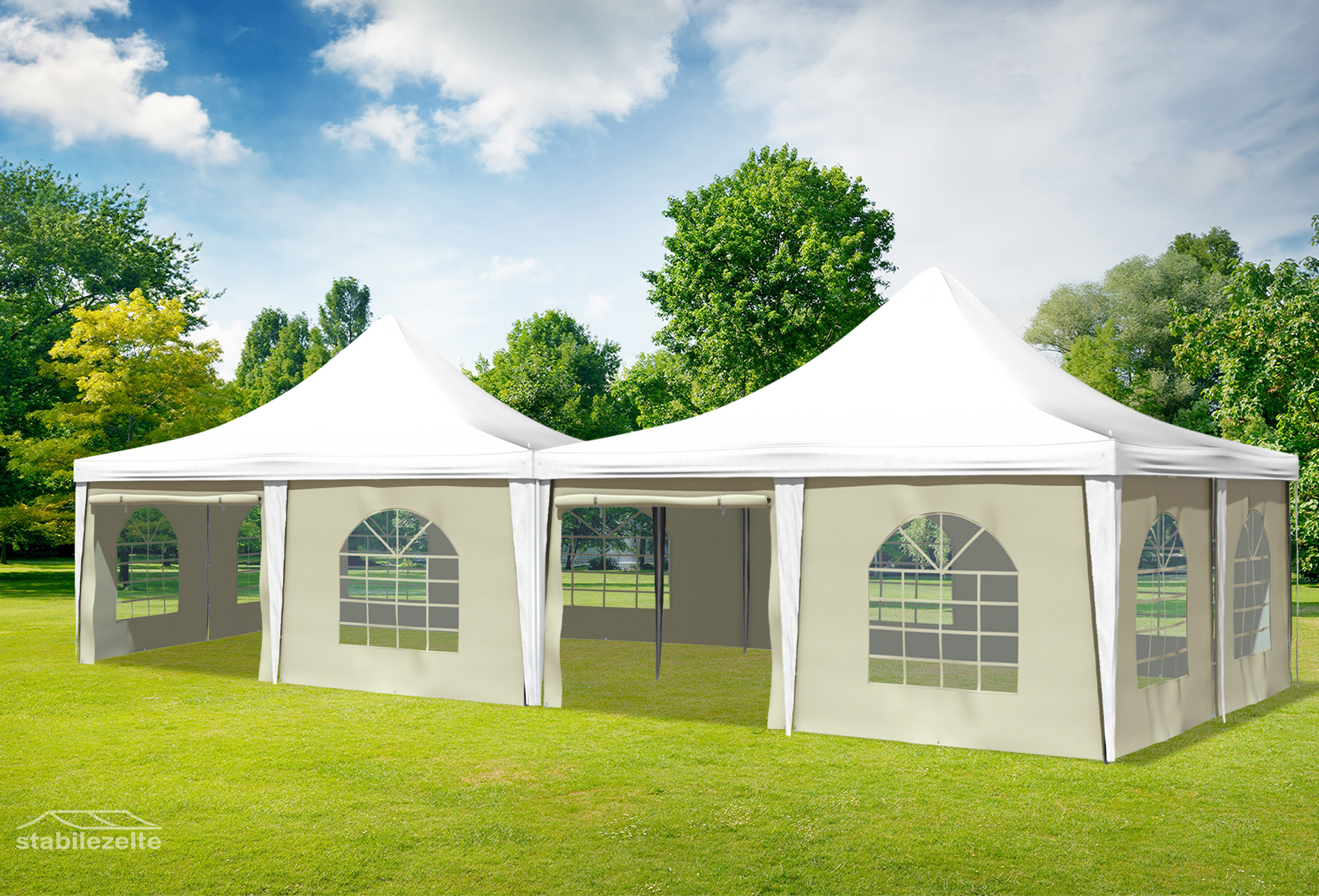 5x10 m Pavillon, PVC Arabica weiß Beige