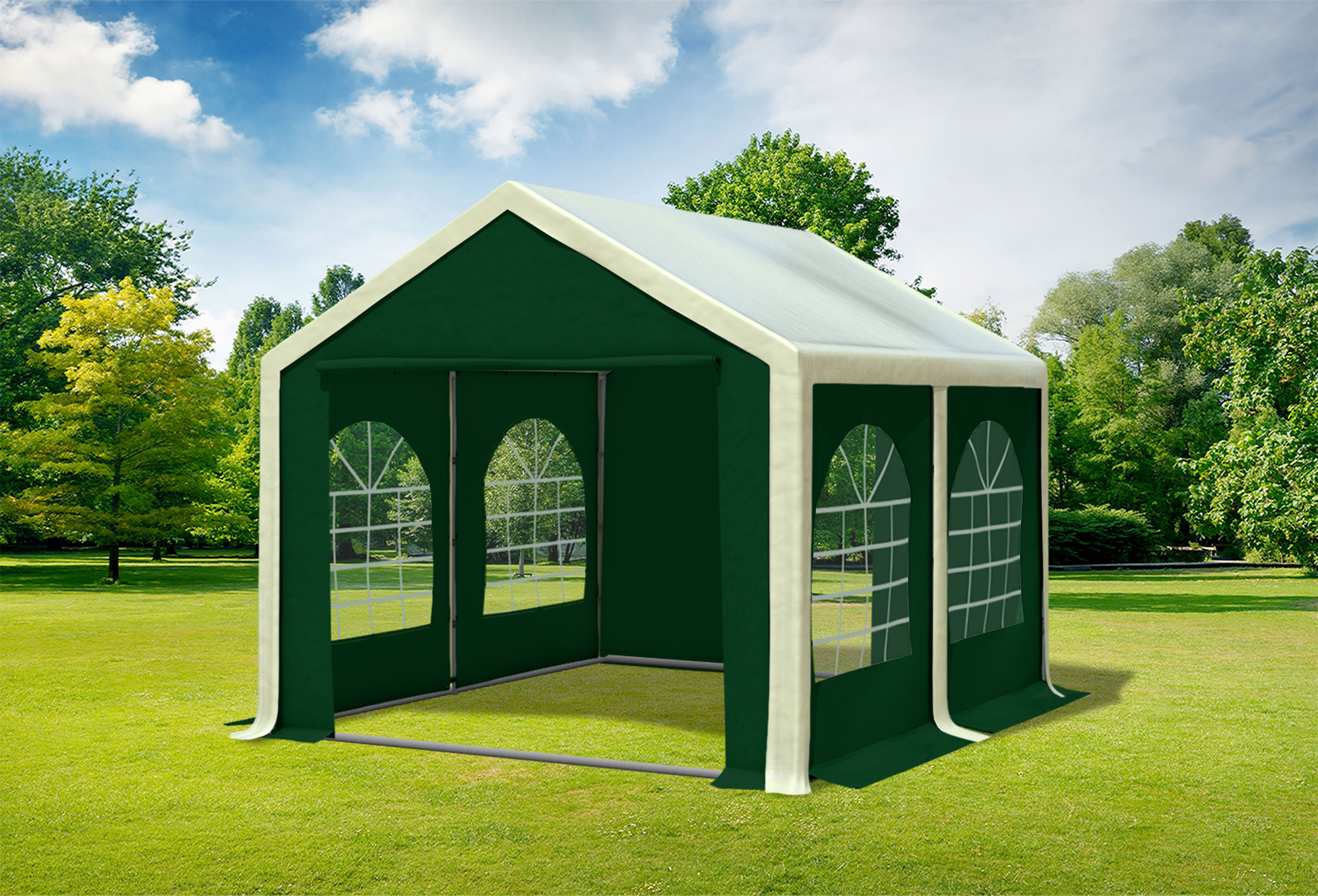 3x4 m Partyzelt, PVC Beige grün