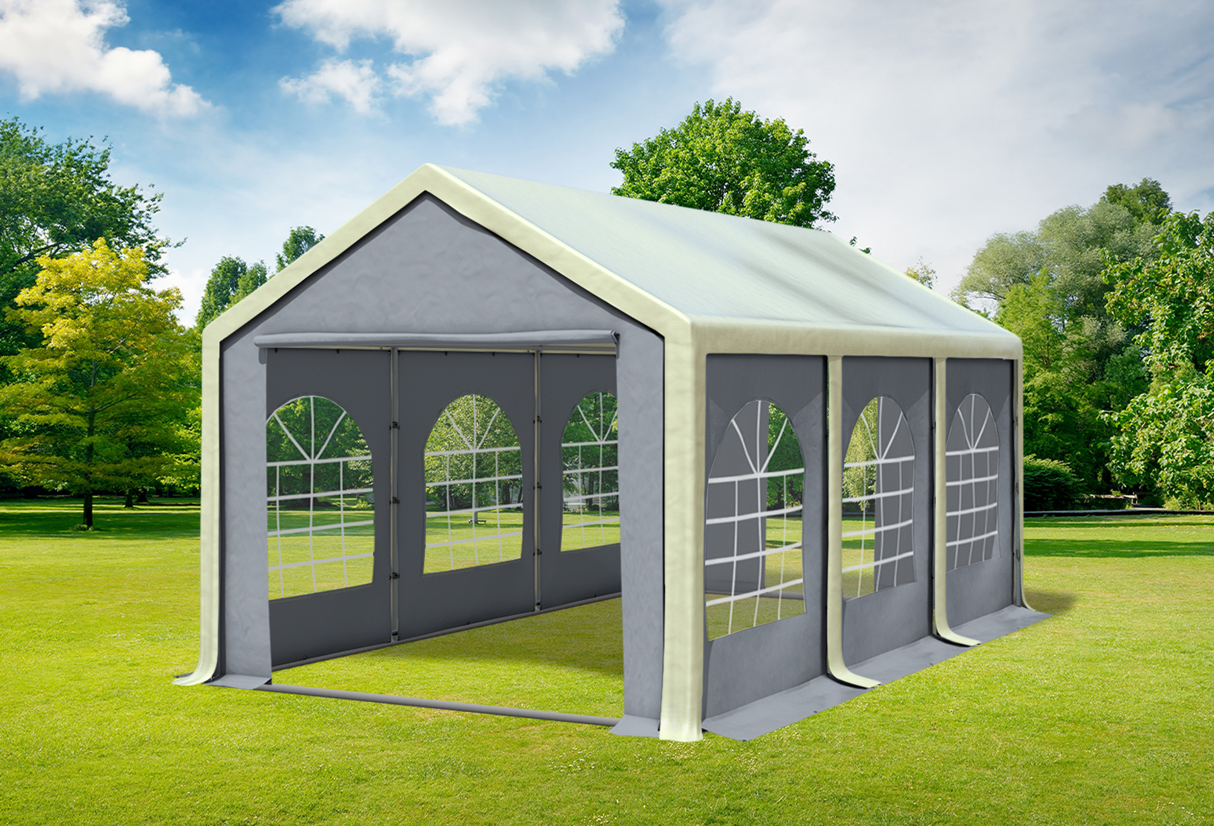 3x6 m Partyzelt, PVC Beige grau