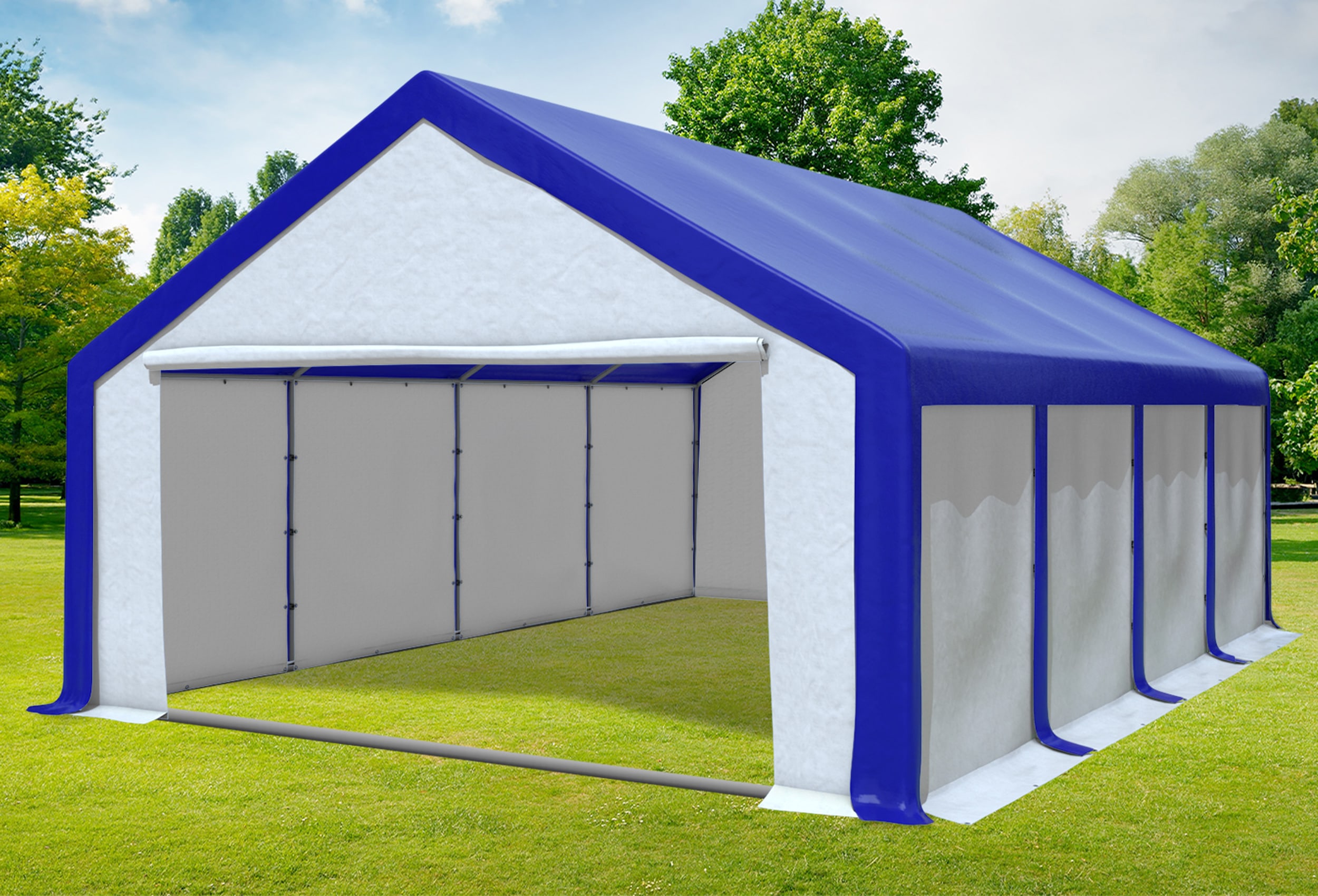5x8 m Partyzelt, PVC blau weiß