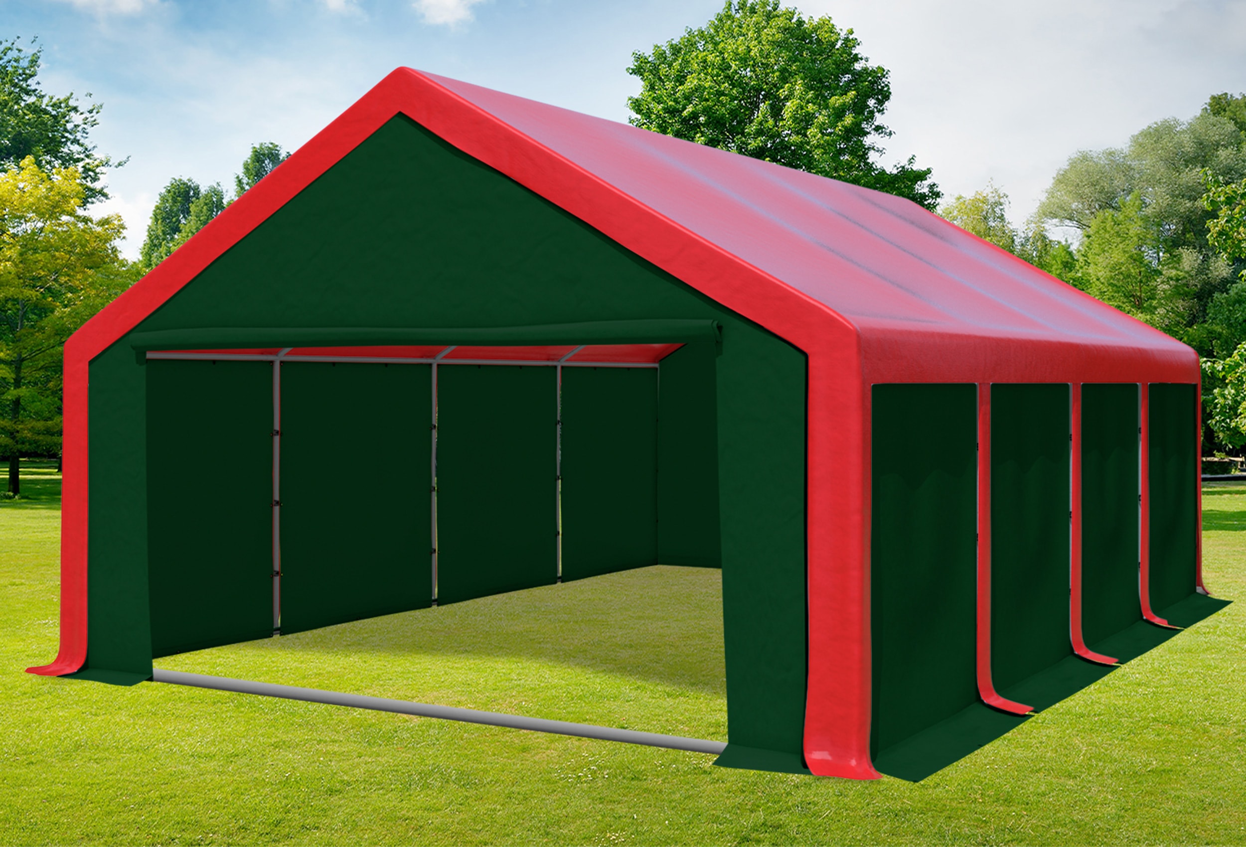 5x8 m Partyzelt, PVC rot grün