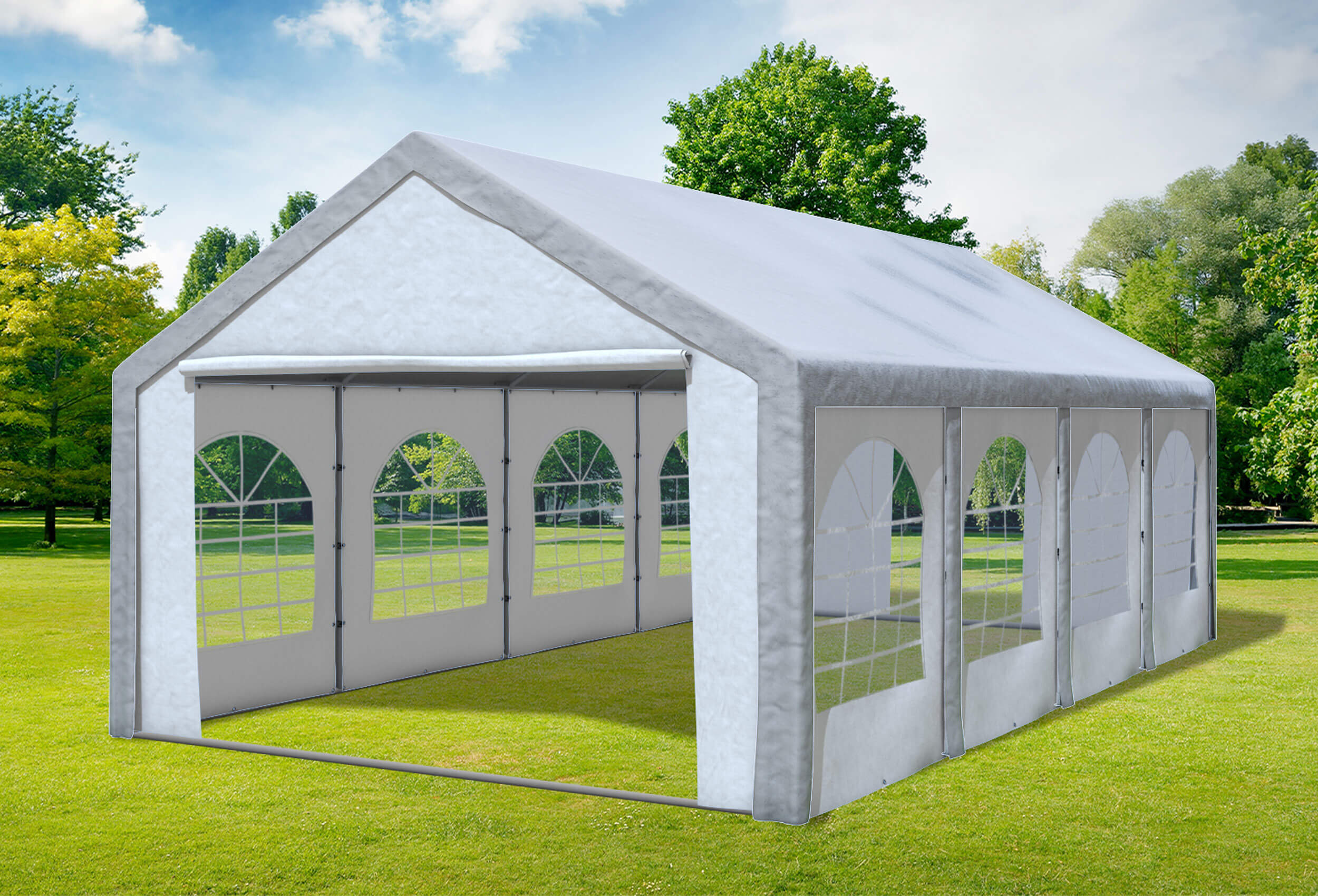 4x8 m Partyzelt, PE grau weiß