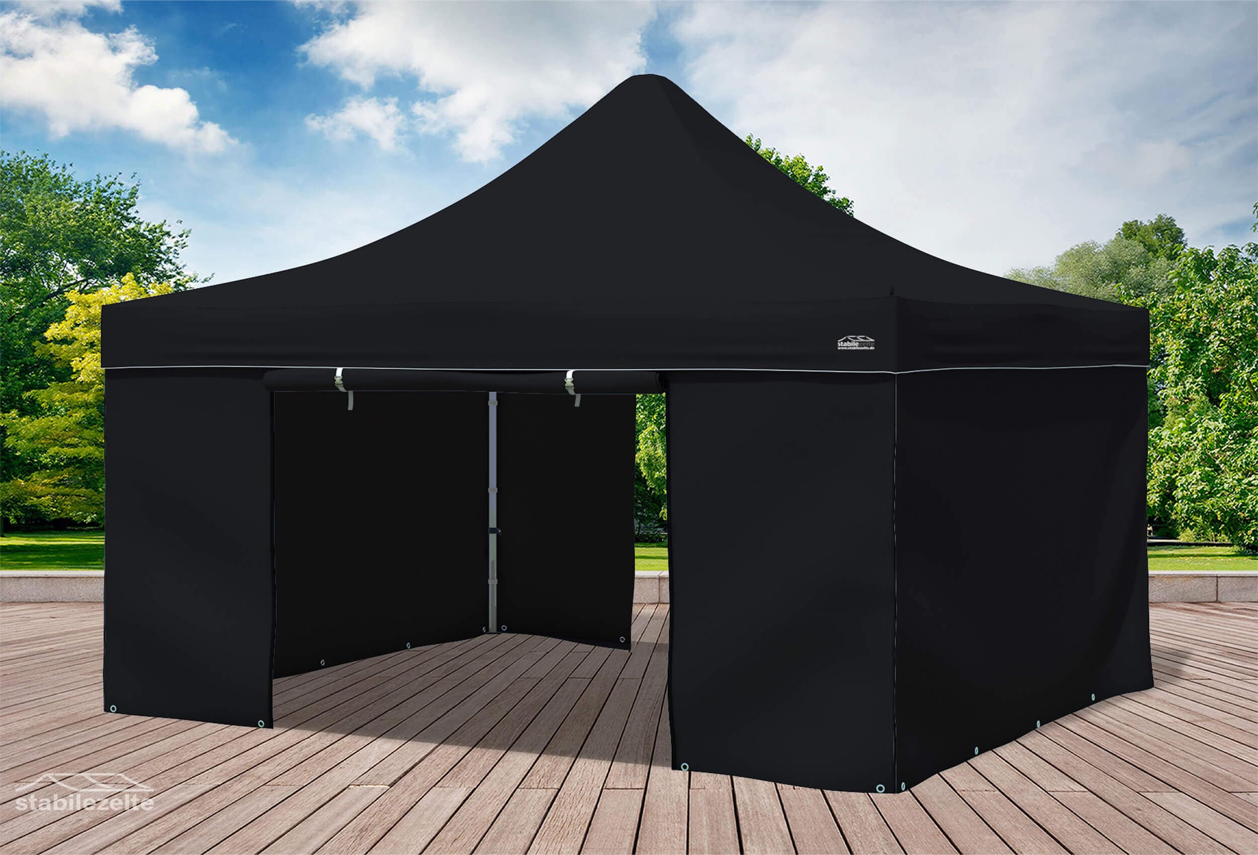 4x4 m Faltpavillon, schwarz