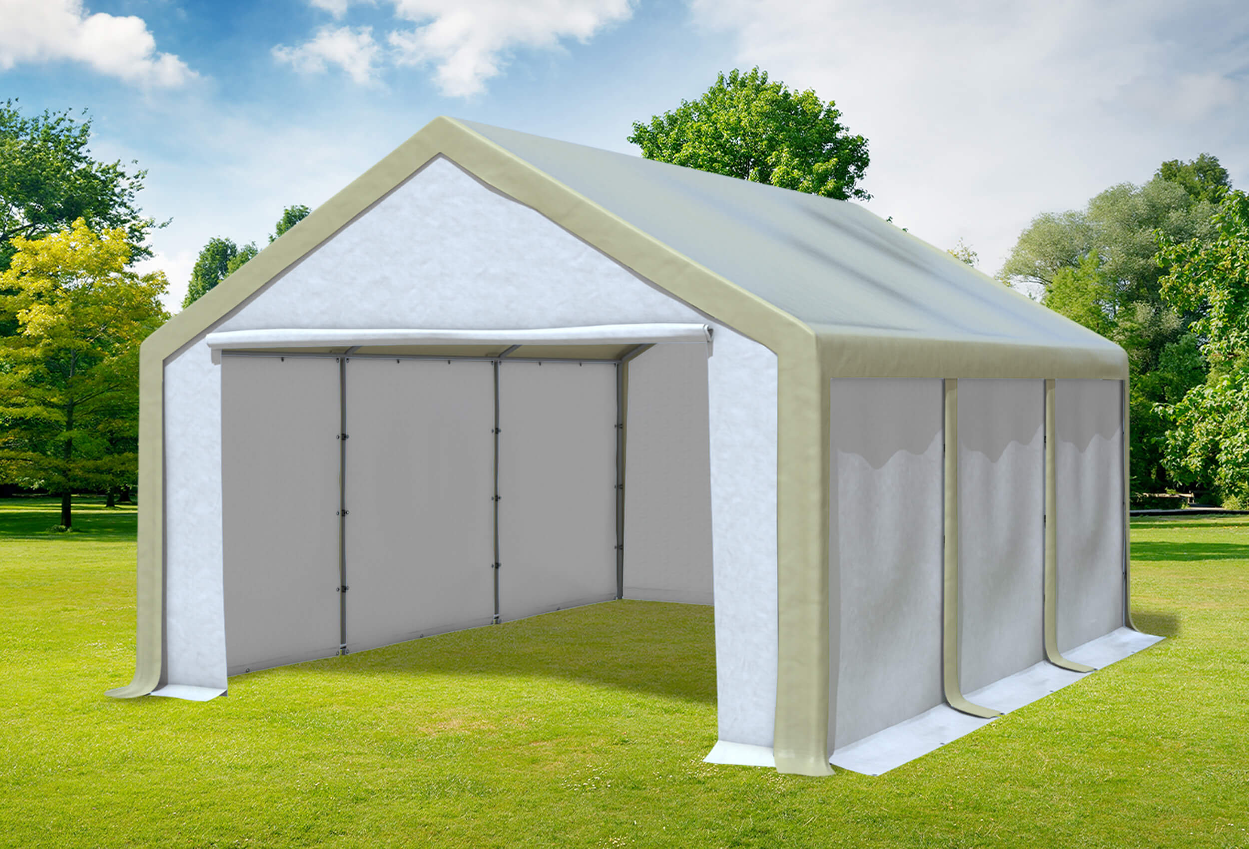 4x6 m Partyzelt, PVC braun weiß