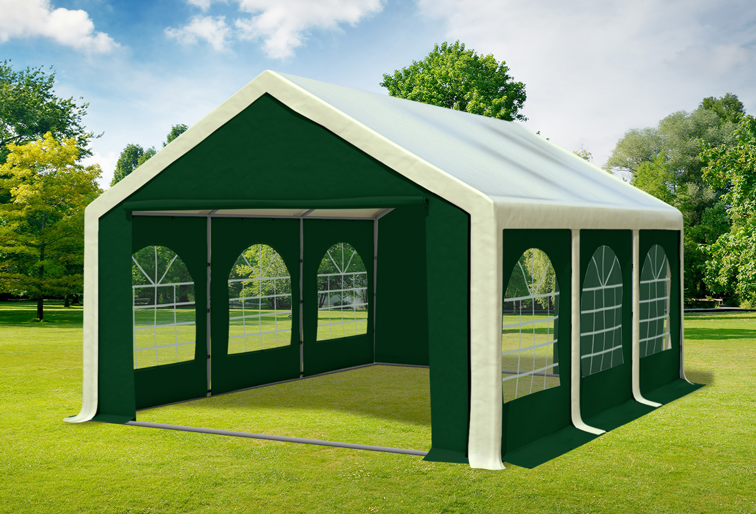 4x6 m Partyzelt, PVC Beige grün