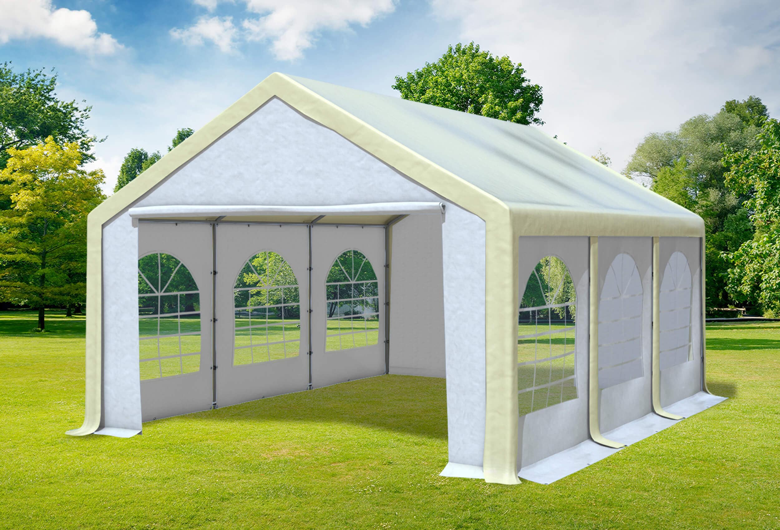 4x6 m Partyzelt, PVC Beige weiß