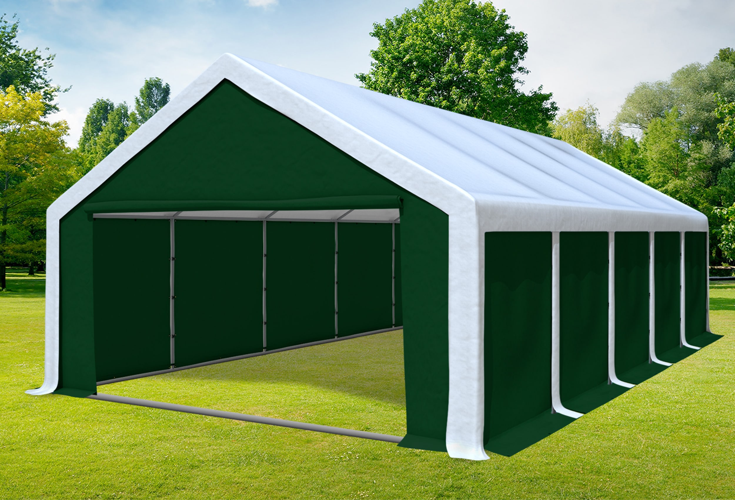 5x10 m Partyzelt, PVC weiß grün