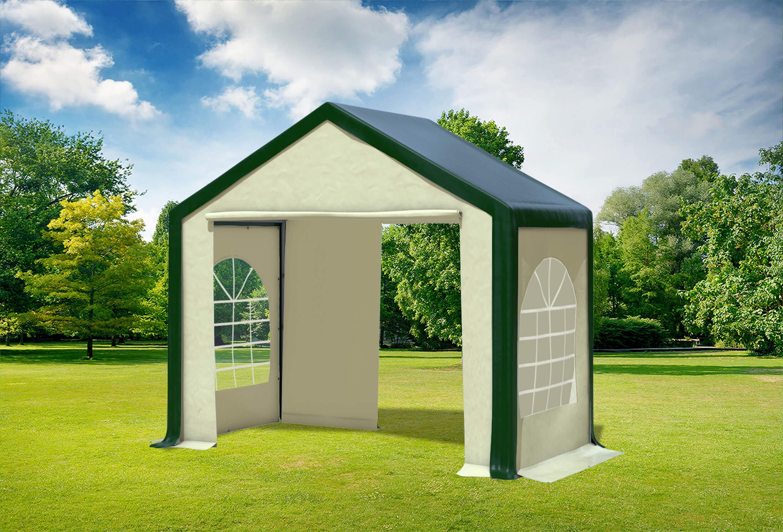 3x2 m Partyzelt, PVC grün Beige