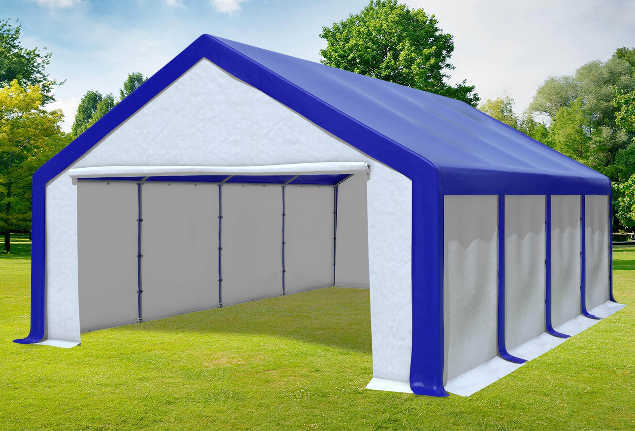 5x8 m Partyzelt, PVC blau weiß