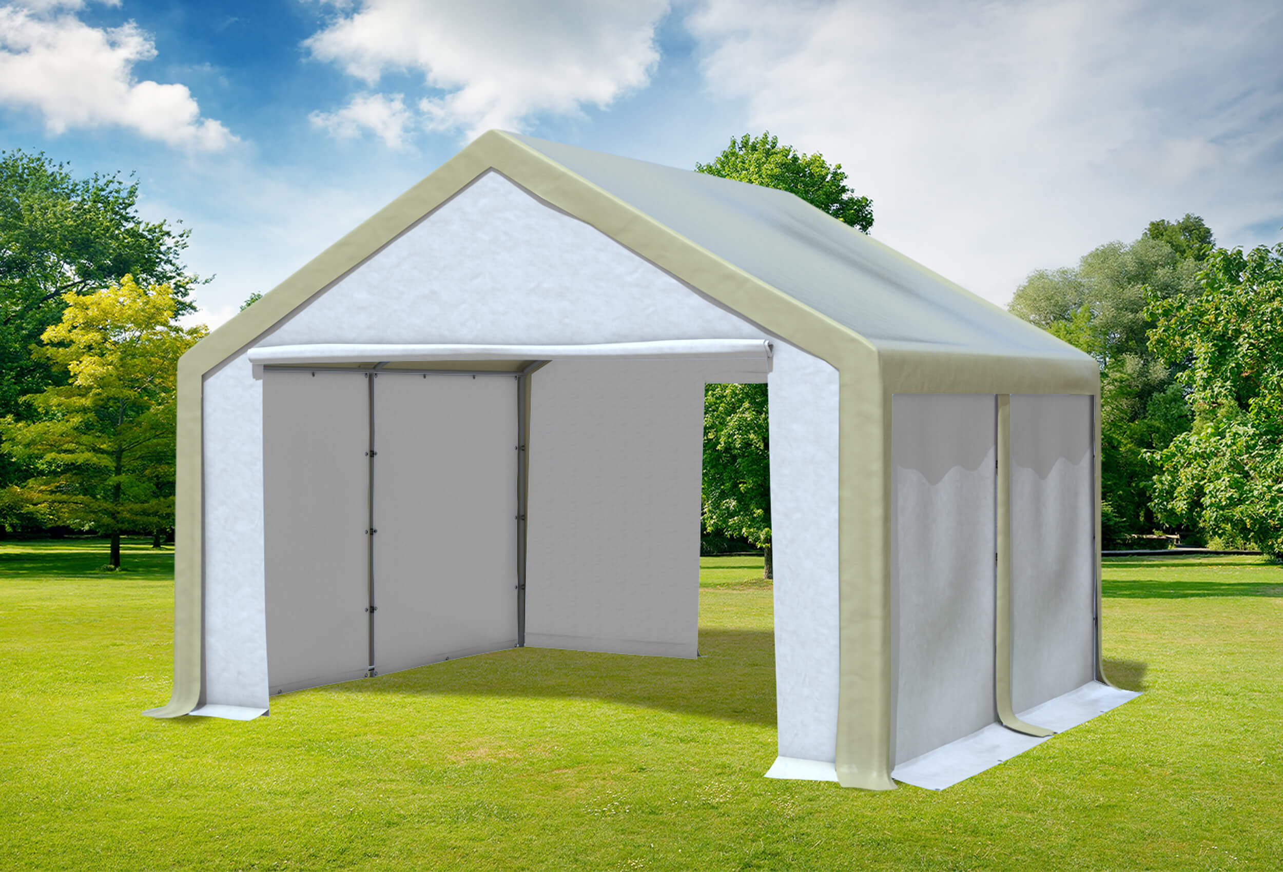 4x4 m Partyzelt, PVC braun weiß