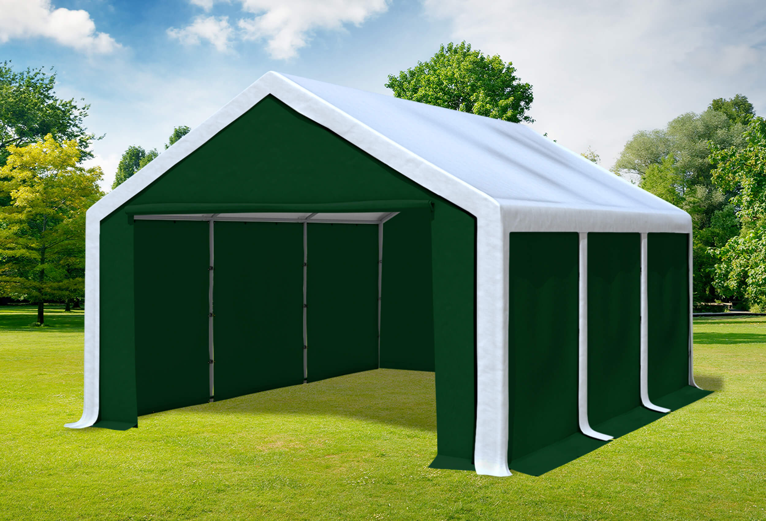 4x6 m Partyzelt, PVC weiß grün