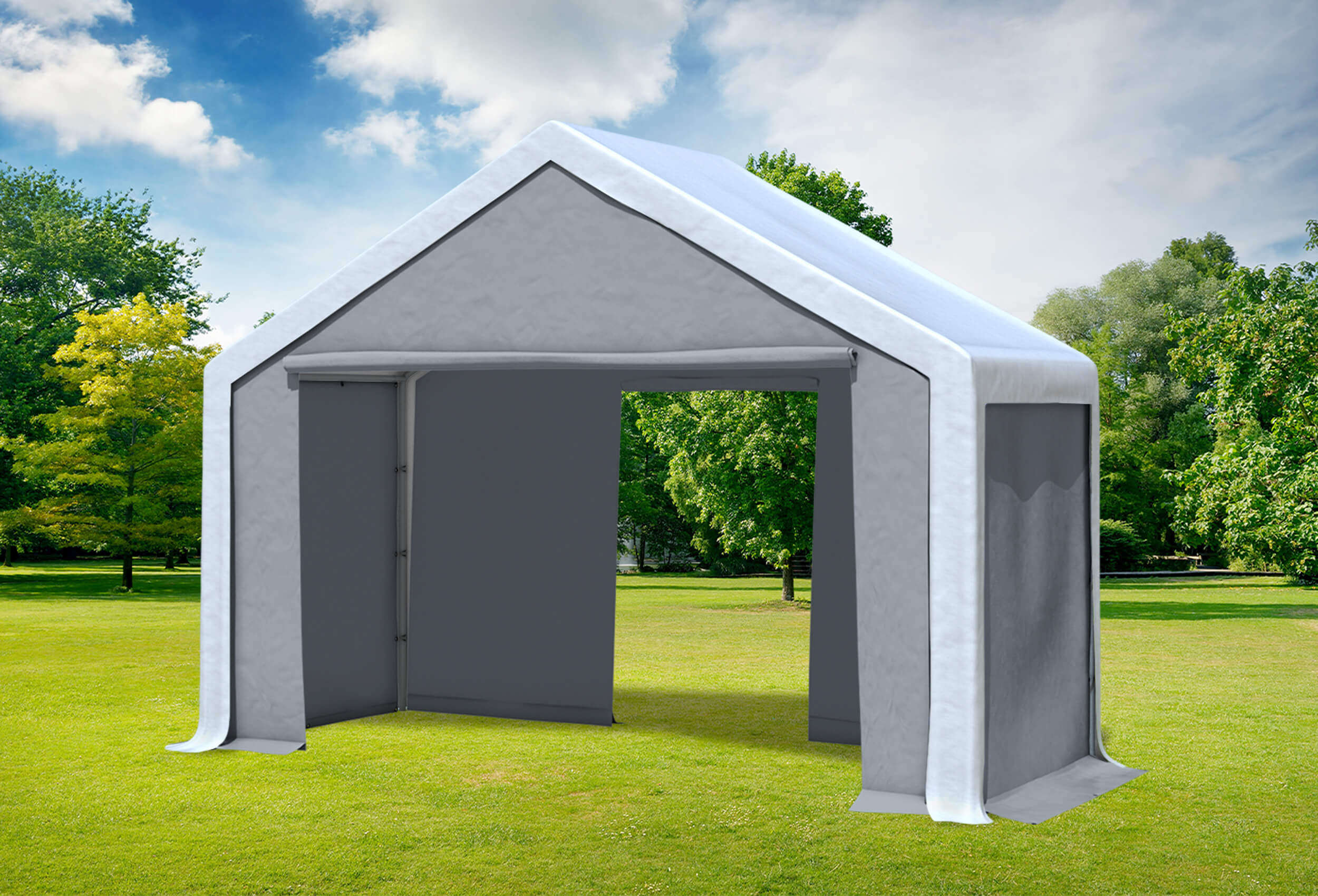 4x2 m Partyzelt, PVC weiß grau