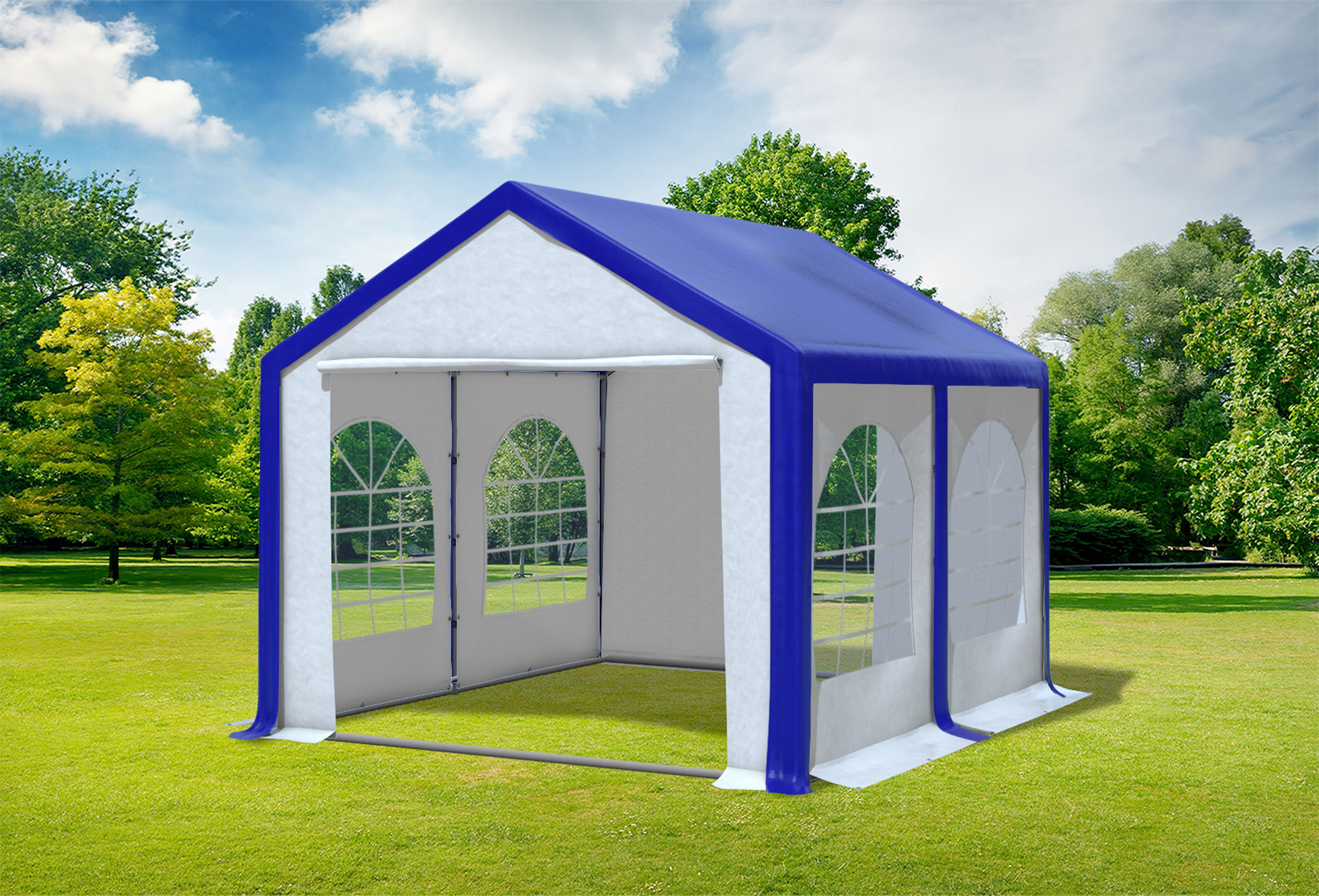 3x4 m Partyzelt, PVC blau weiß