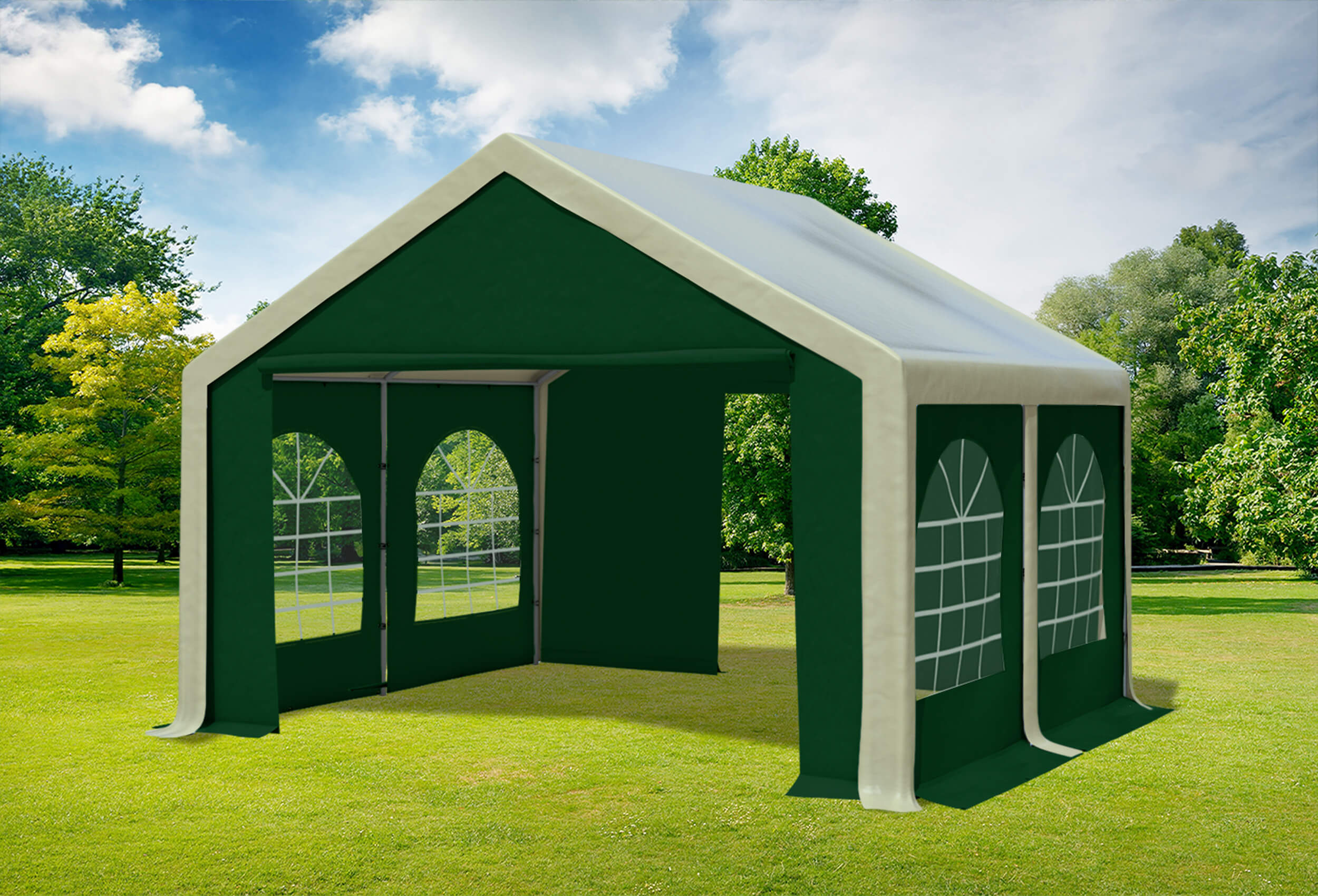 4x4 m Partyzelt, PVC braun grün