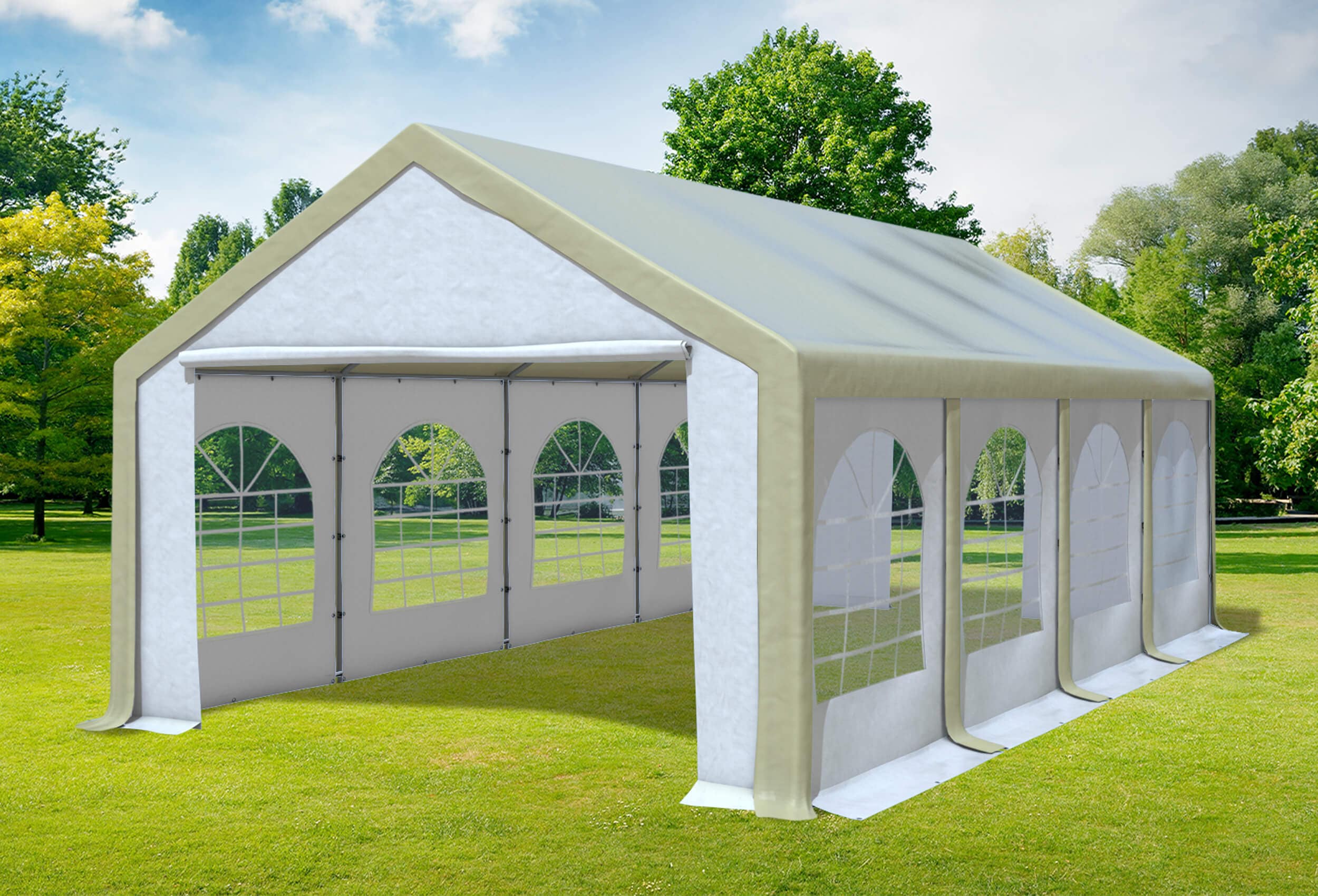 4x8 m Partyzelt, PVC braun weiß