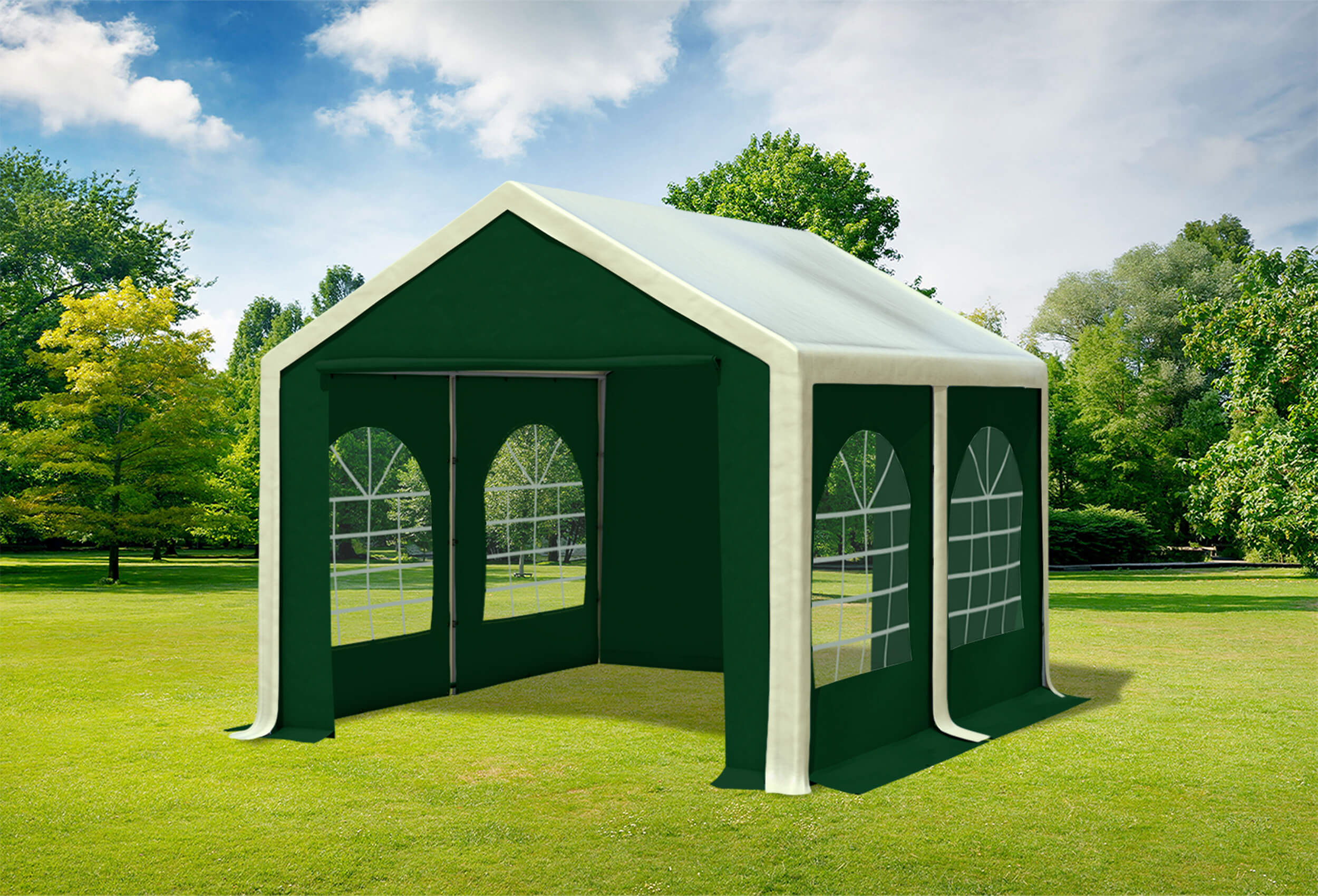 3x4 m Partyzelt, PVC Beige grün