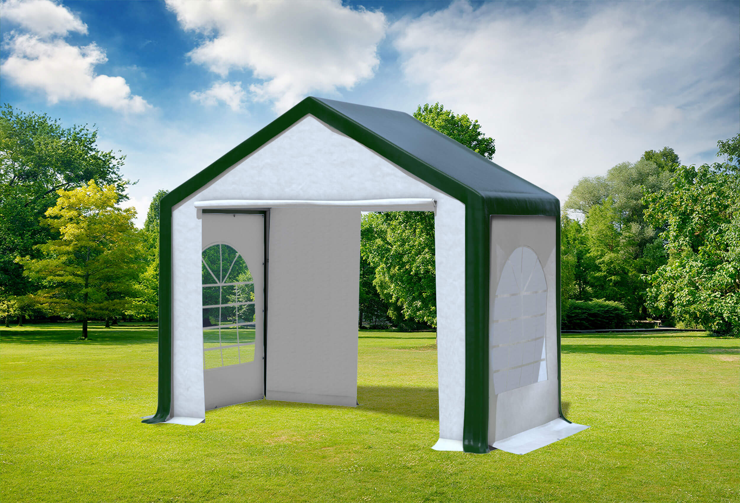 3x2 m Partyzelt, PVC grün weiß