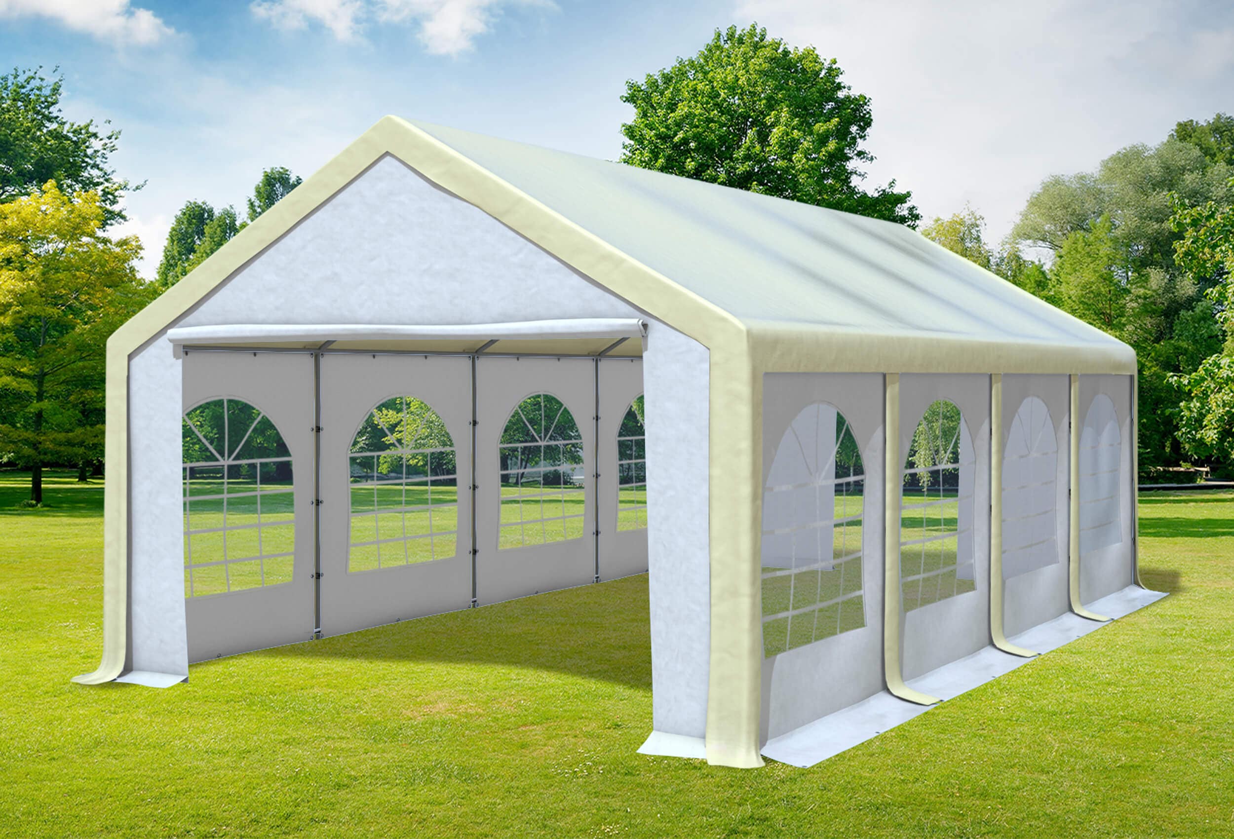4x8 m Partyzelt, PVC Beige weiß