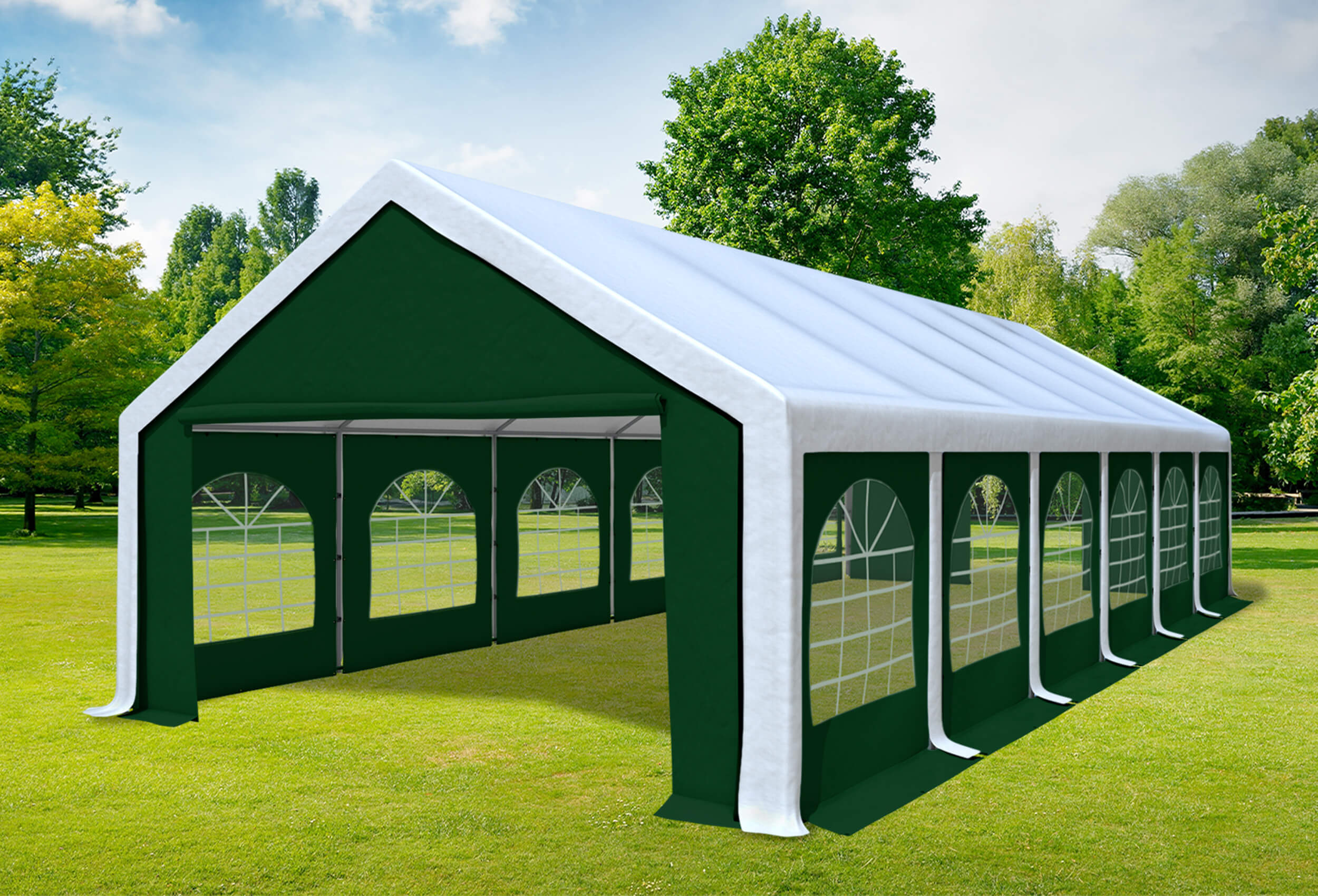 5x12 m Partyzelt, PVC weiß grün