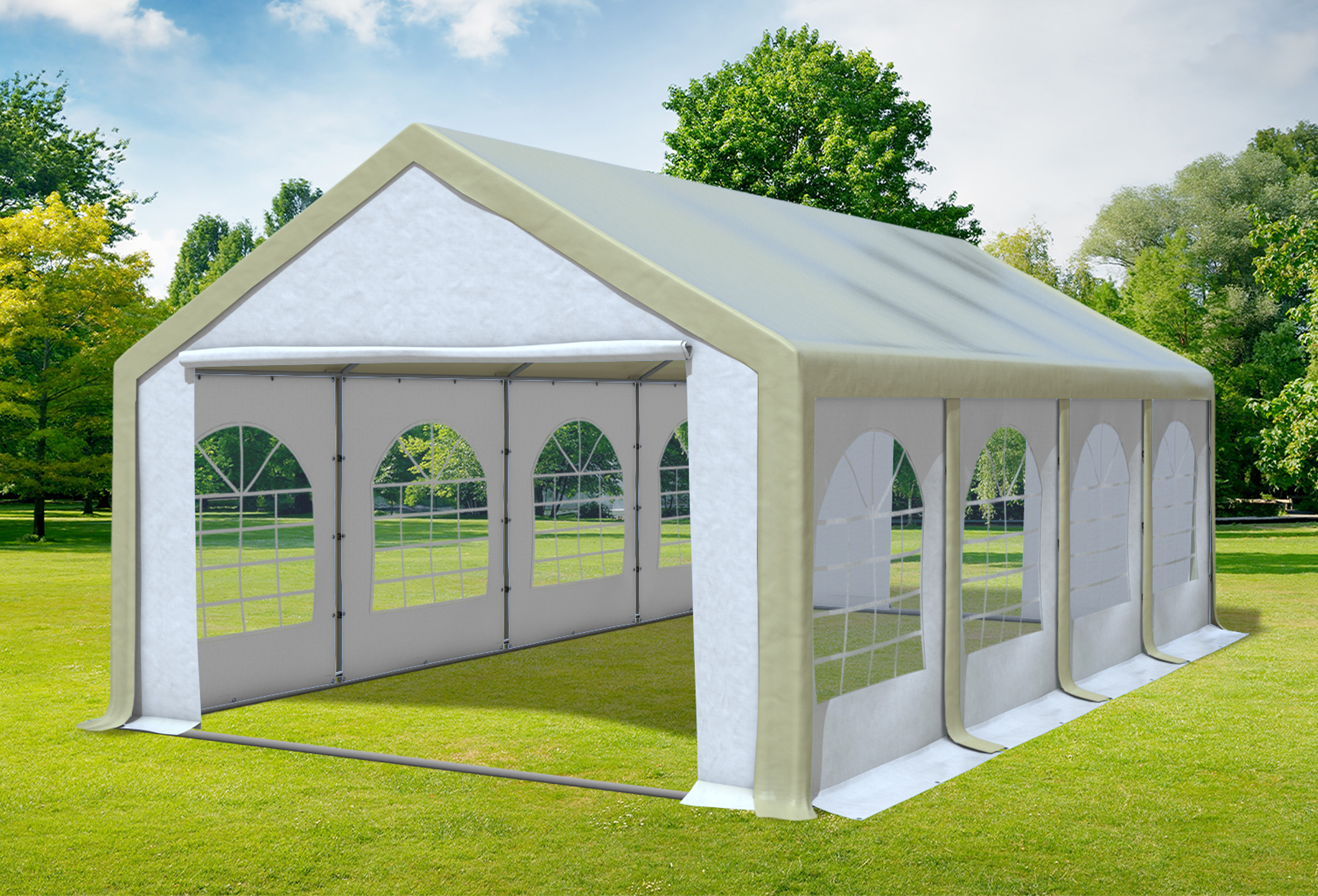 4x8 m Partyzelt, PVC braun weiß