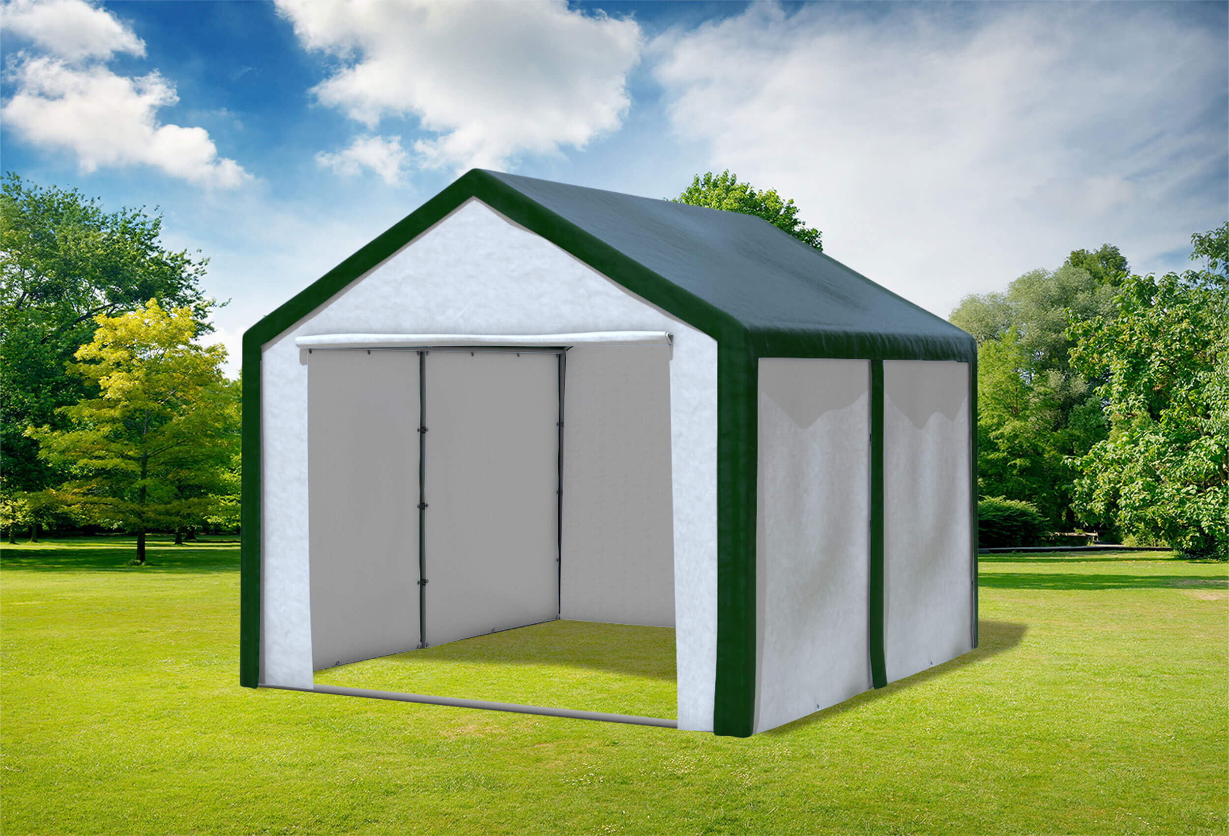 3x4 m Partyzelt, PE grün weiß