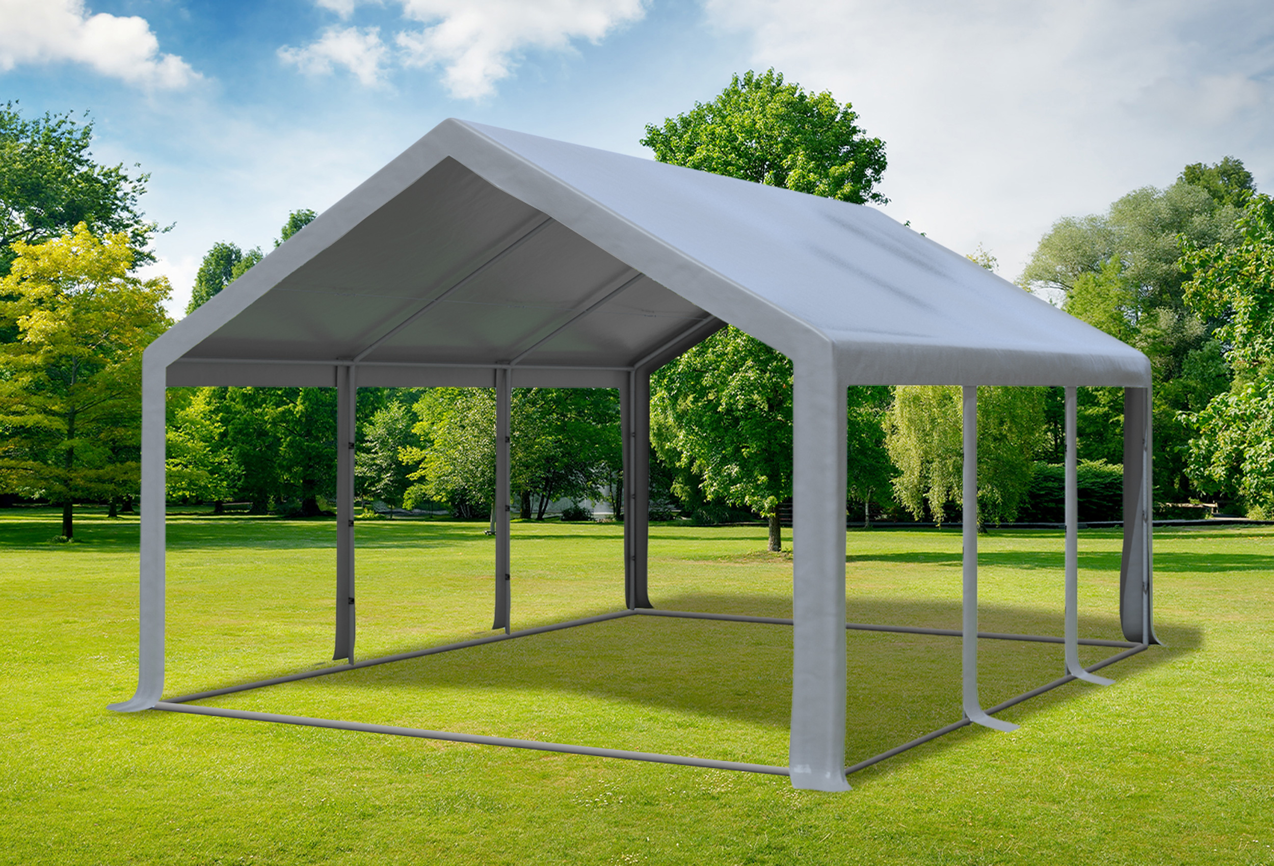 4x6 m Partyzelt, PVC grau