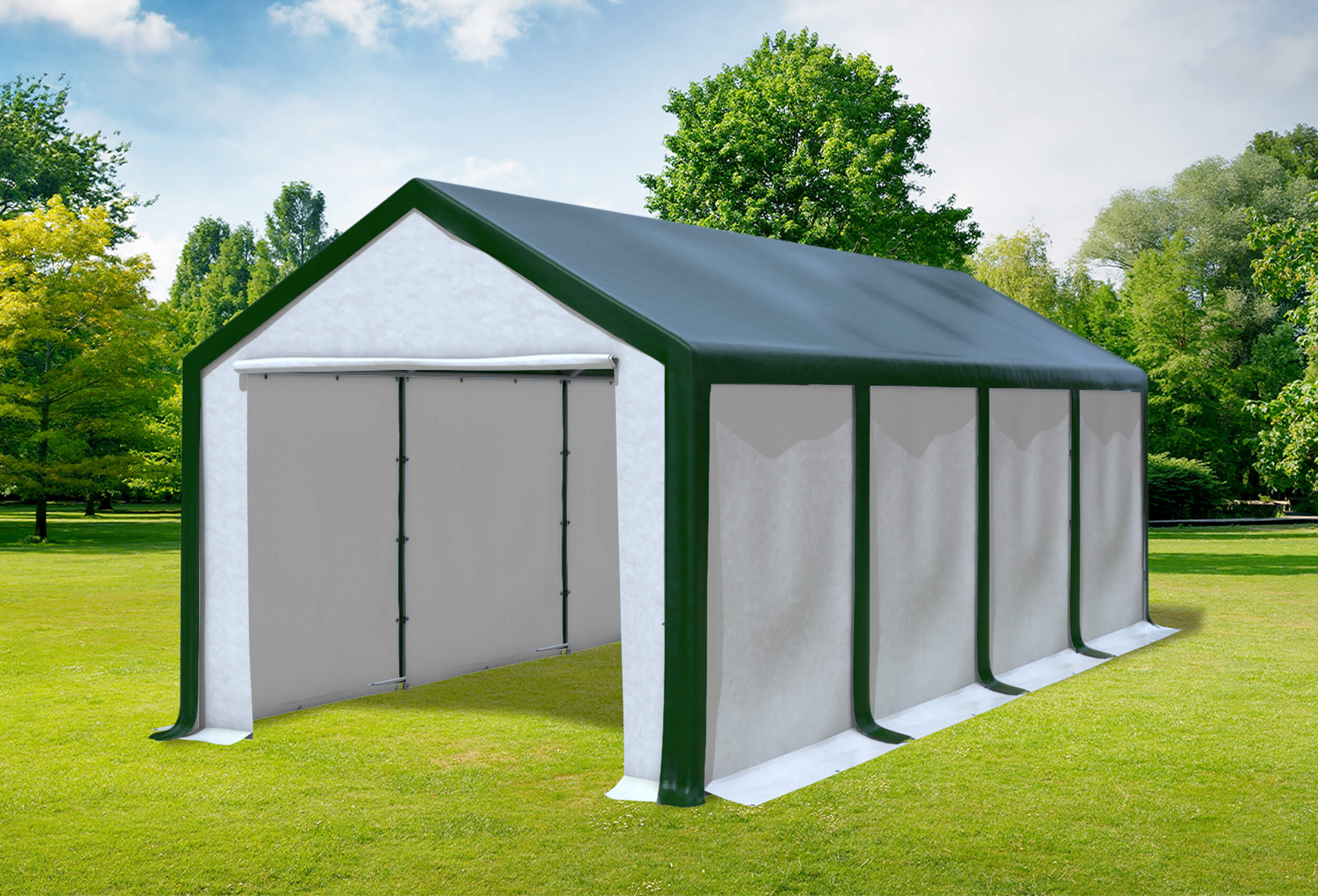 3x8 m Partyzelt, PVC grün weiß