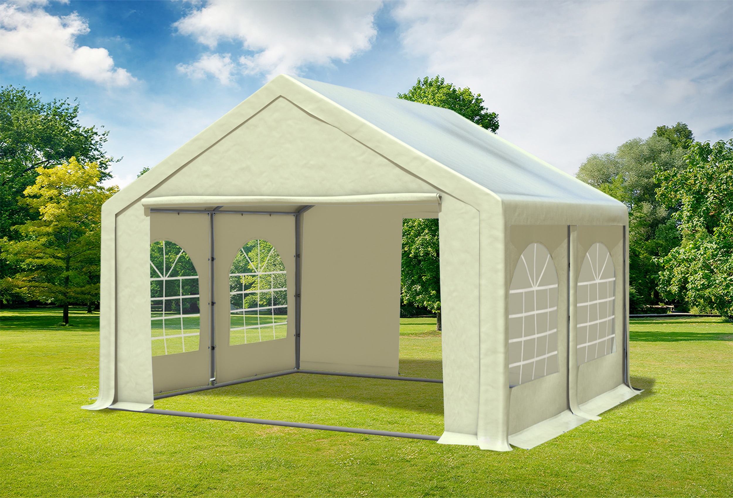 4x4 m Partyzelt, PVC Beige