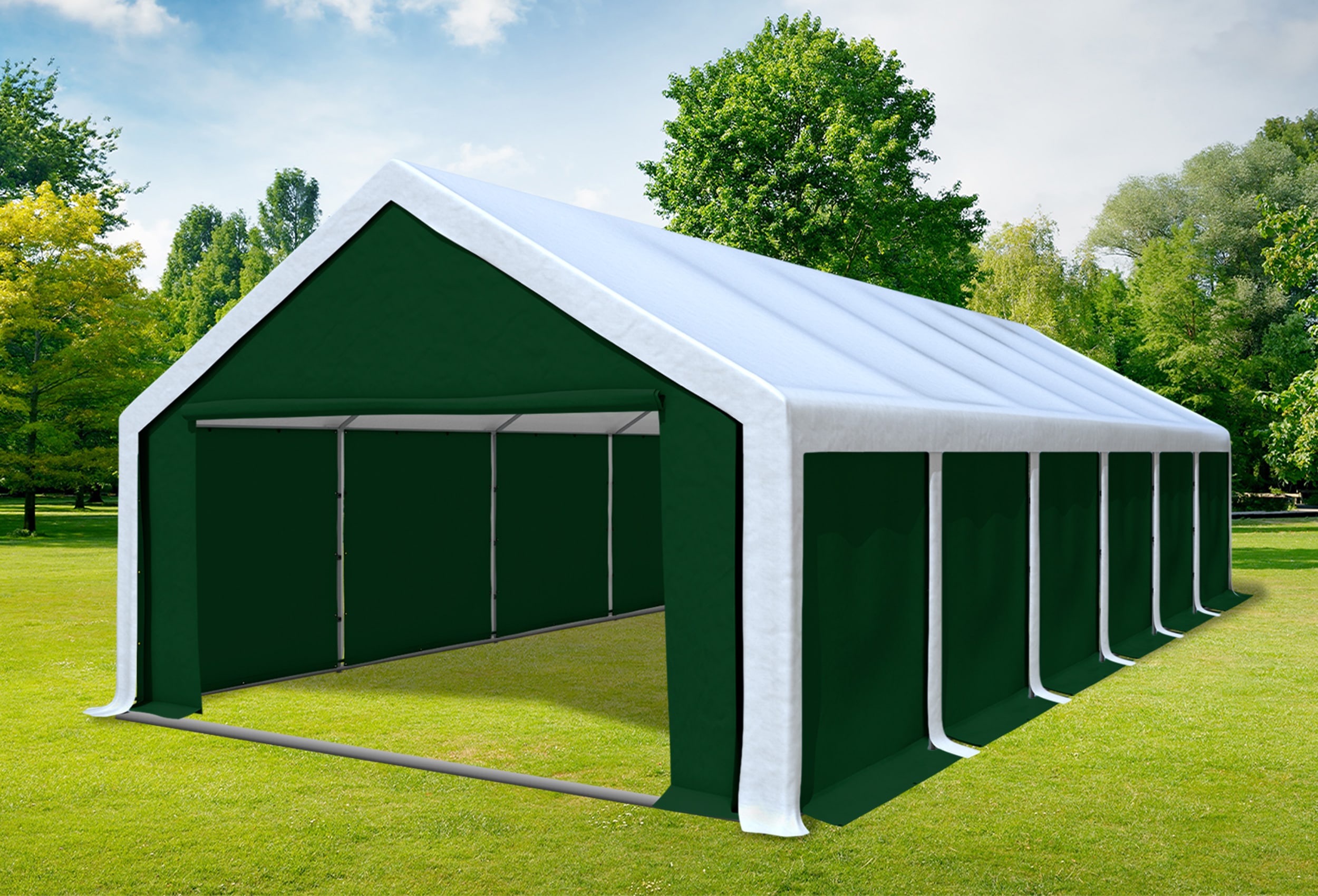 5x12 m Partyzelt, PVC weiß grün