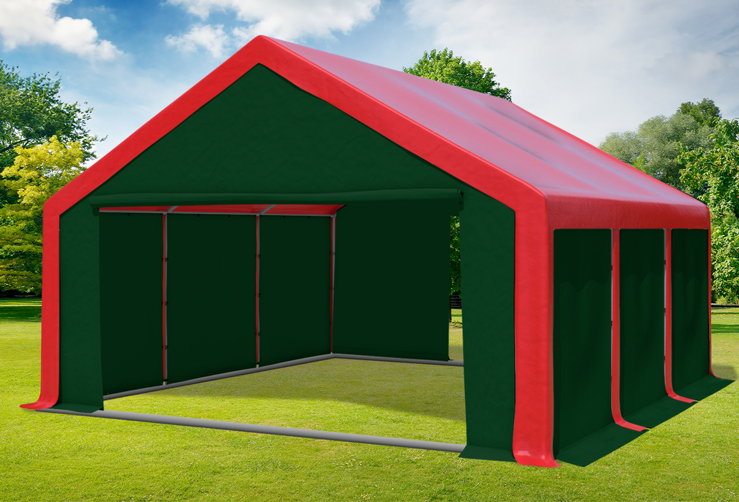 5x6 m Partyzelt, PVC rot grün