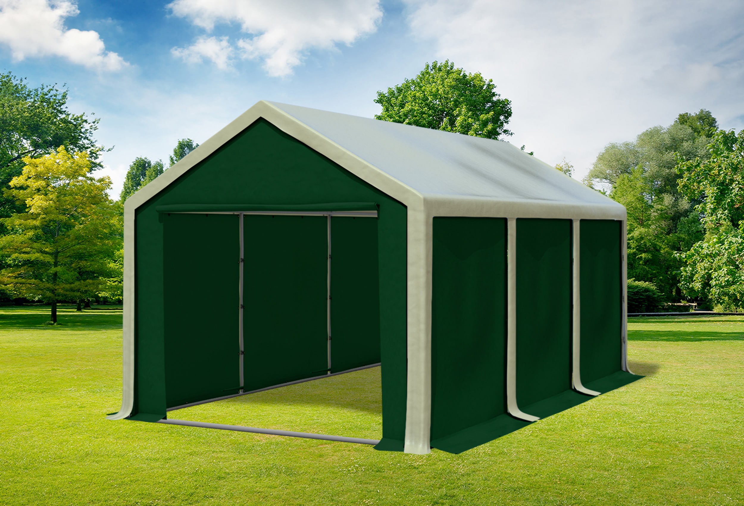 3x6 m Partyzelt, PVC braun grün