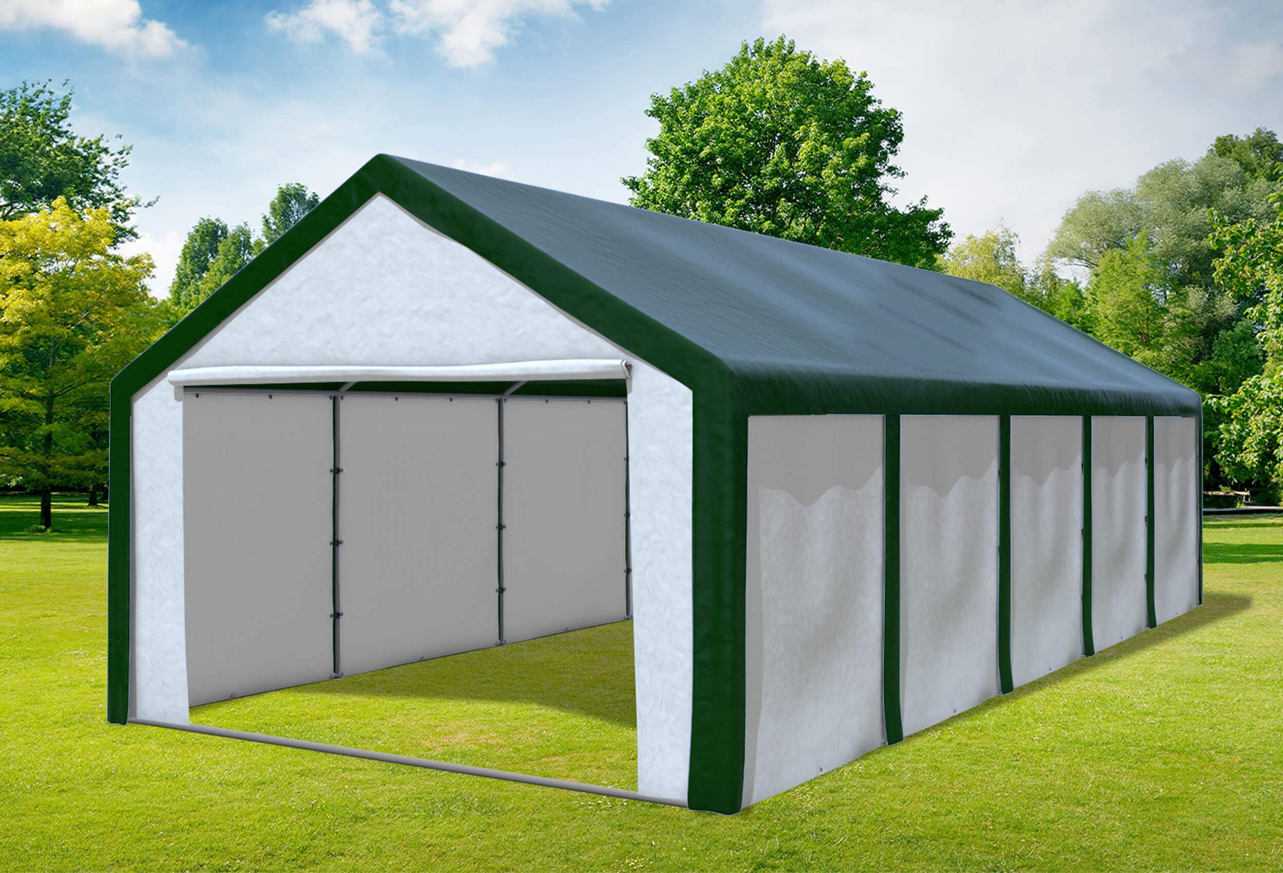 4x10 m Partyzelt, PE grün weiß