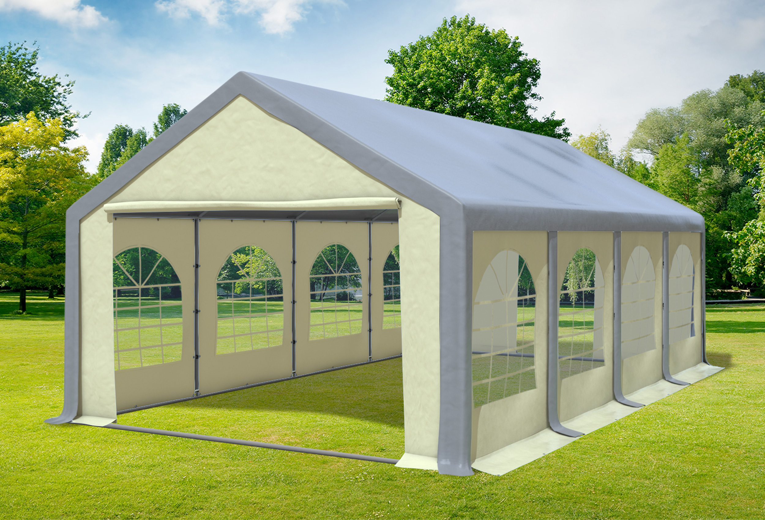 4x8 m Partyzelt, PVC grau Beige