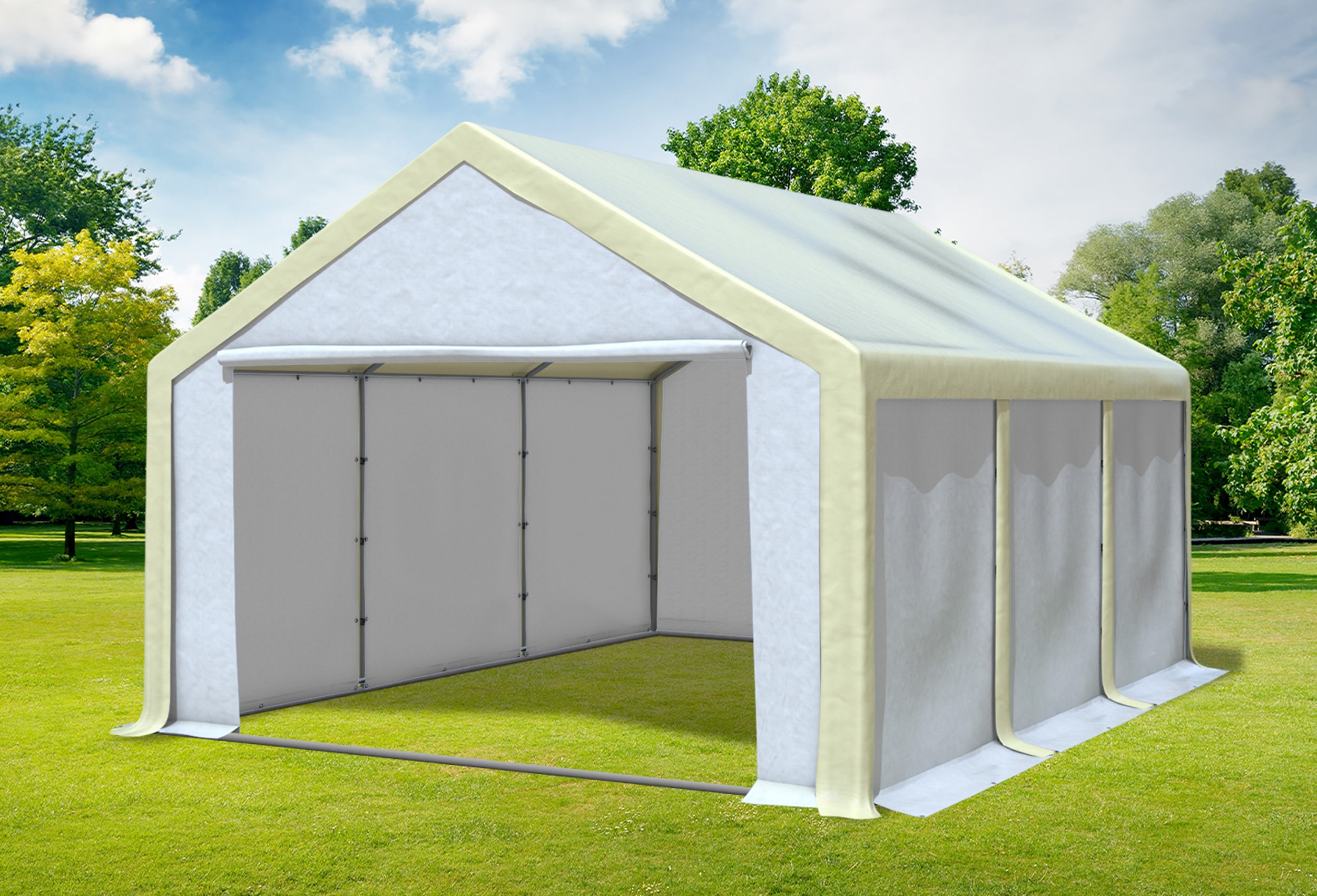 4x6 m Partyzelt, PVC Beige weiß