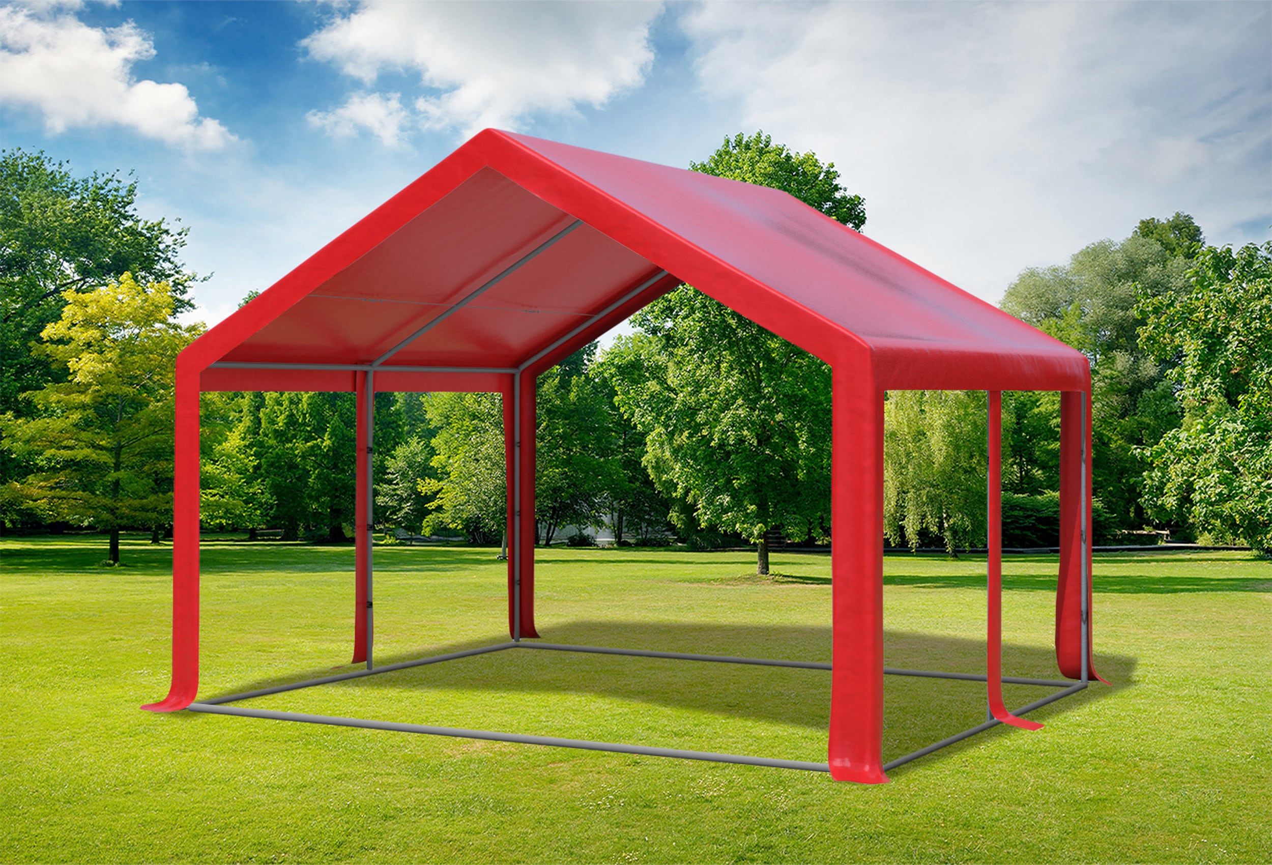 4x4 m Partyzelt, PVC rot