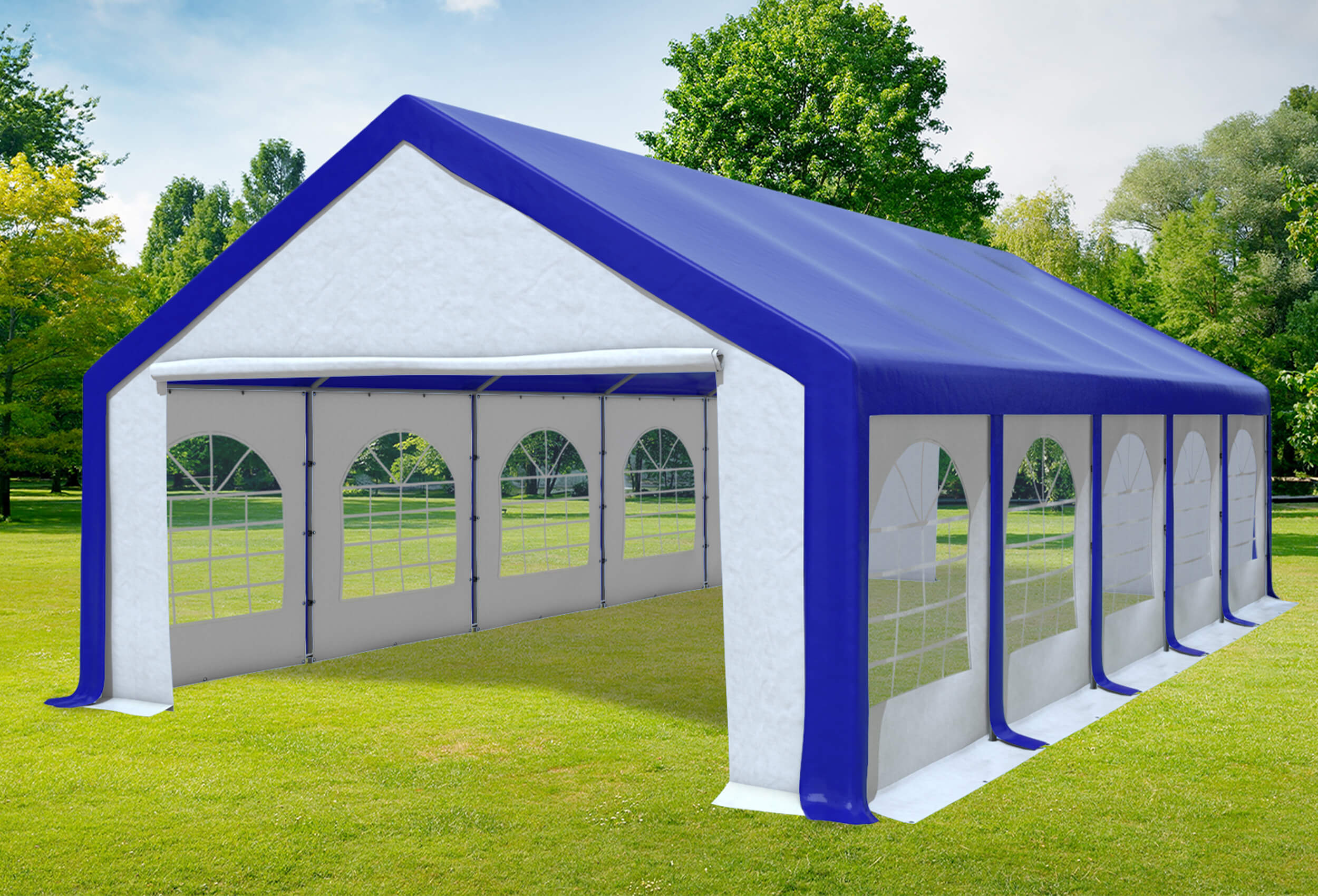 5x10 m Partyzelt, PVC blau weiß