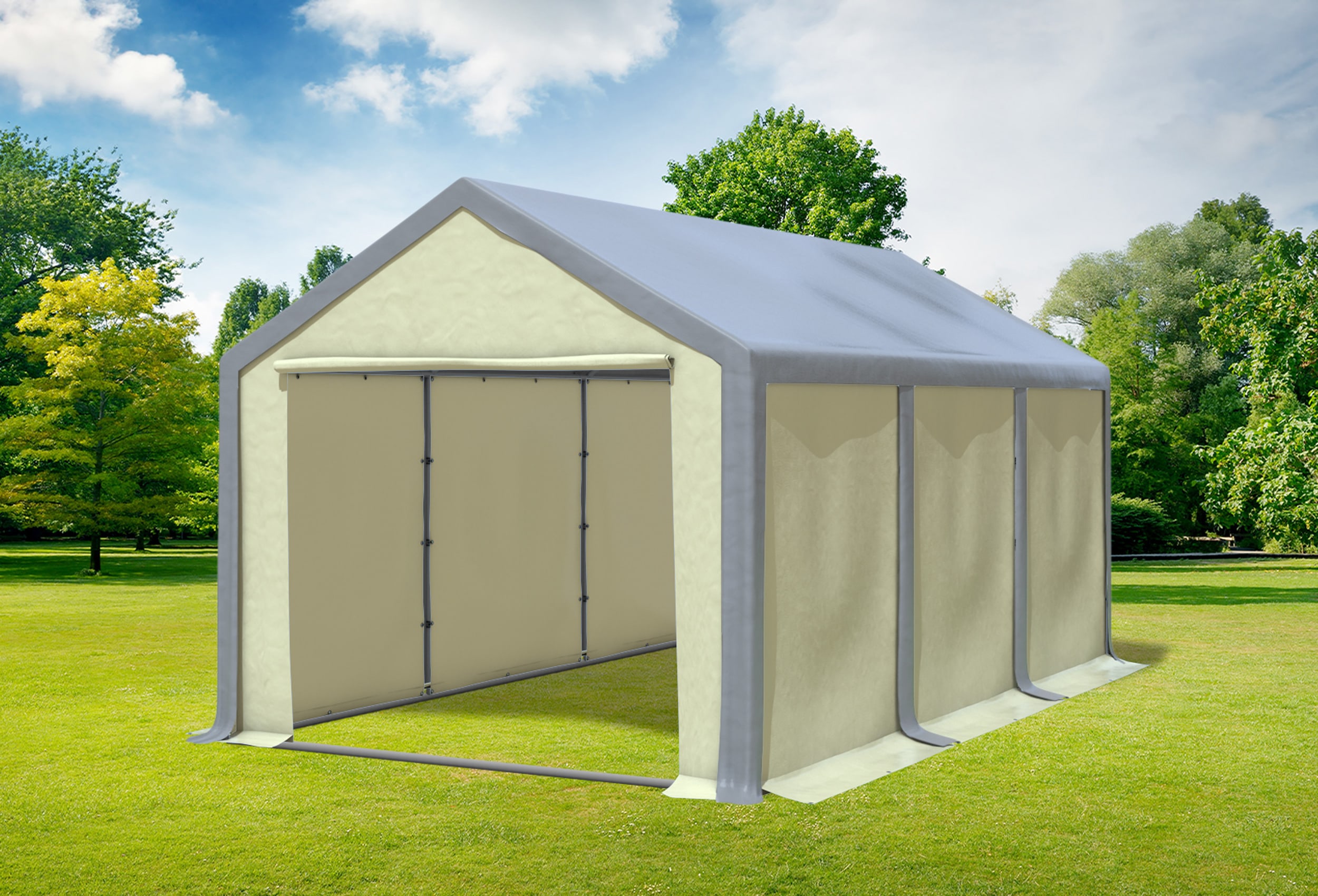 3x6 m Partyzelt, PVC grau Beige