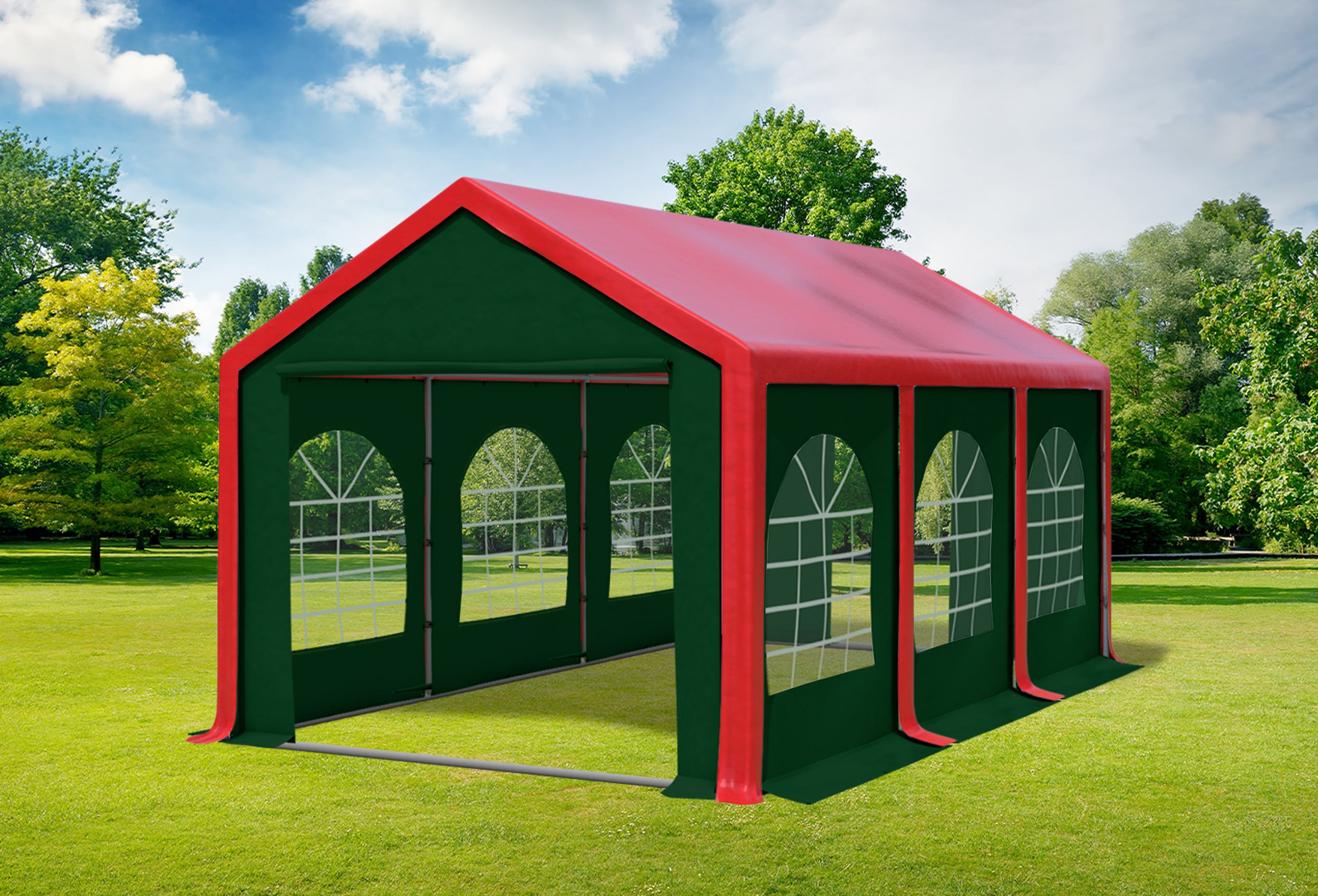 3x6 m Partyzelt, PVC rot grün