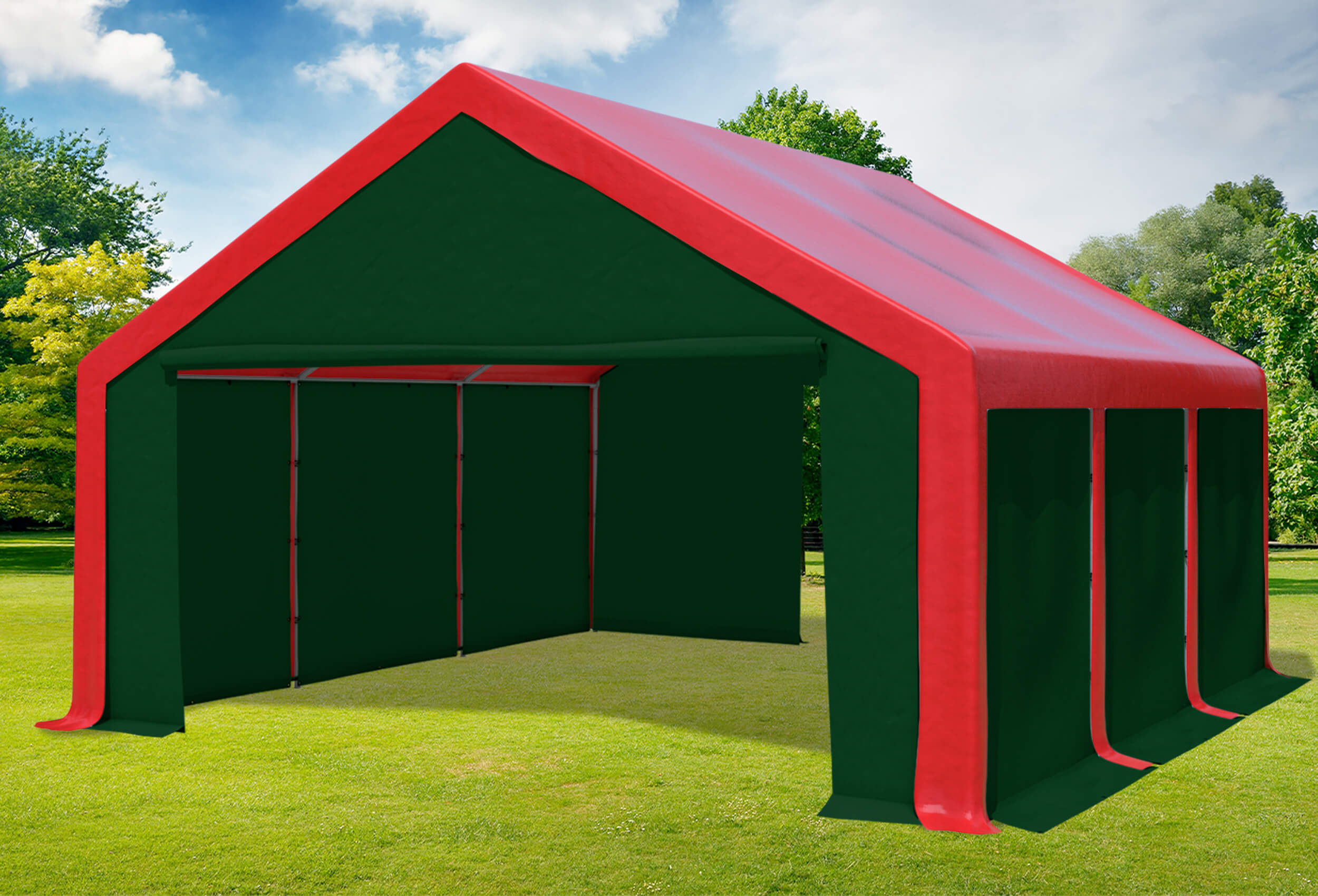 5x6 m Partyzelt, PVC rot grün