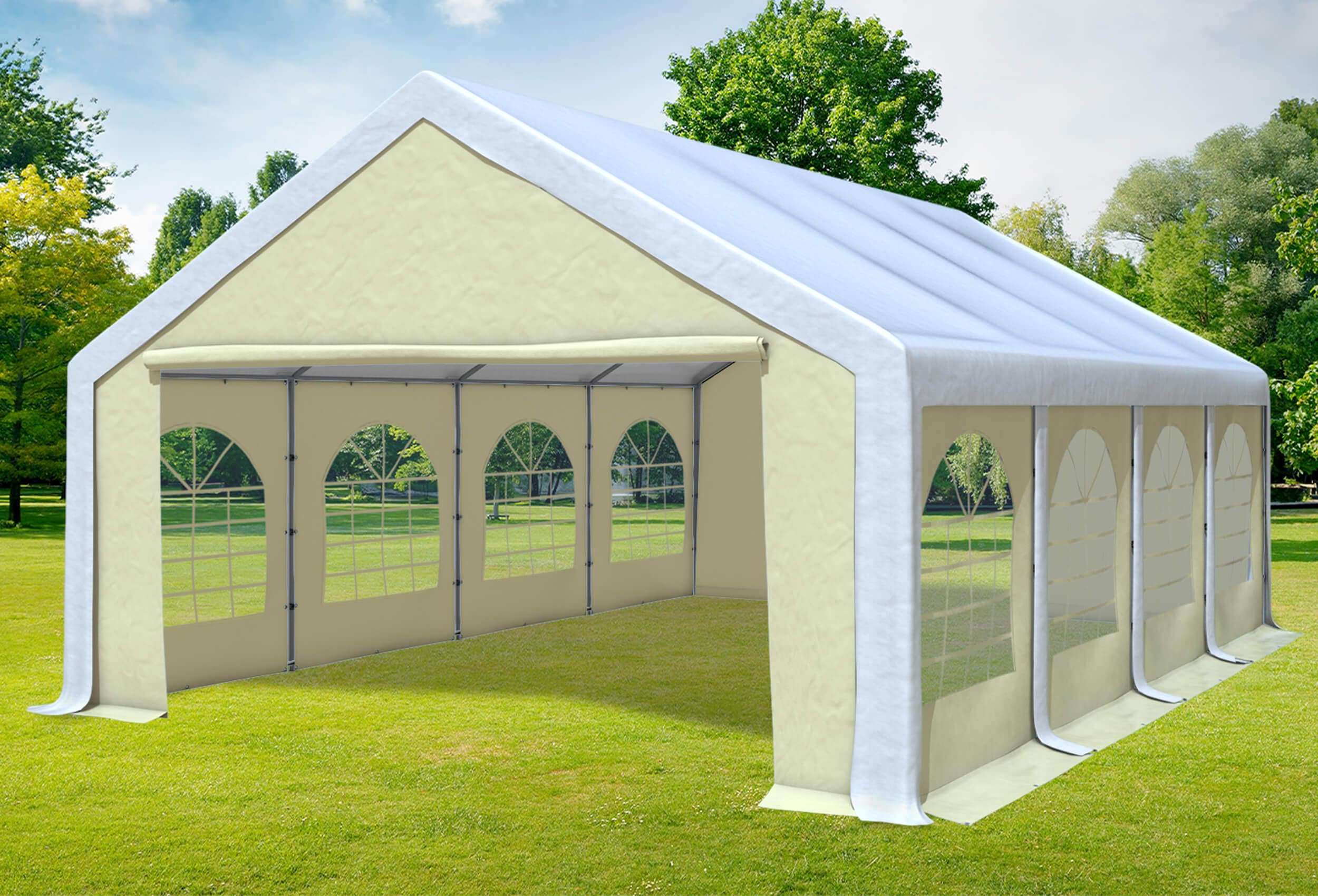 5x8 m Partyzelt, PVC weiß Beige