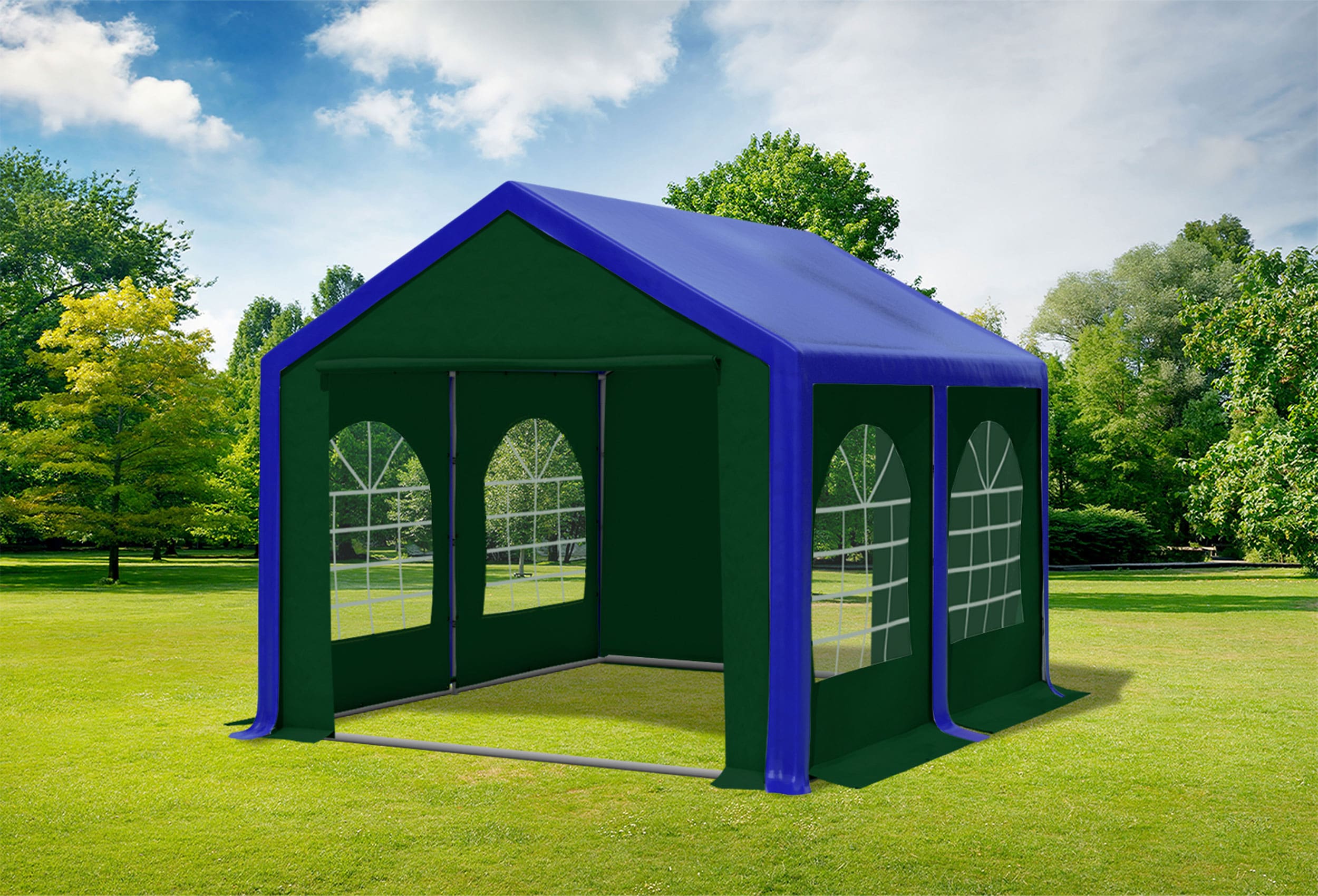 3x4 m Partyzelt, PVC blau grün