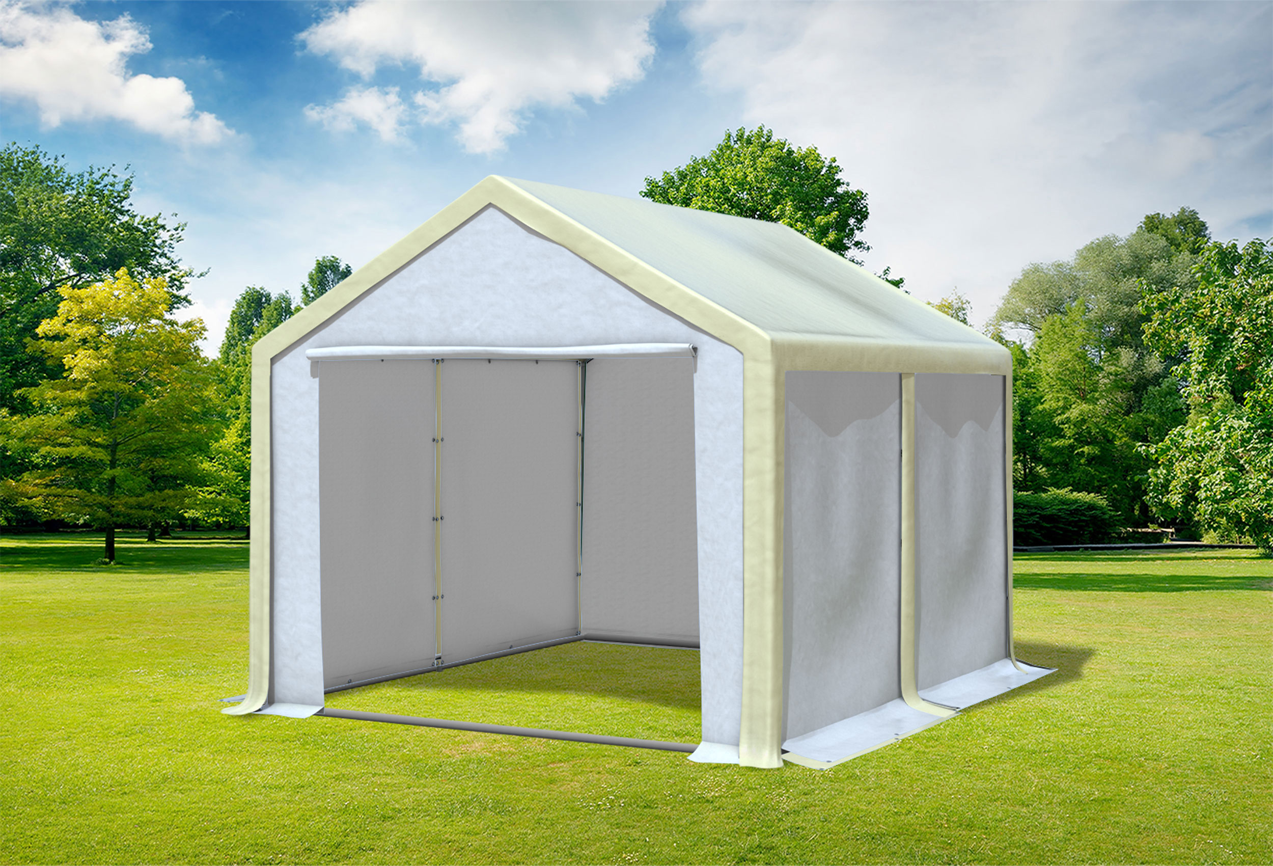 3x4 m Partyzelt, PVC Beige weiß